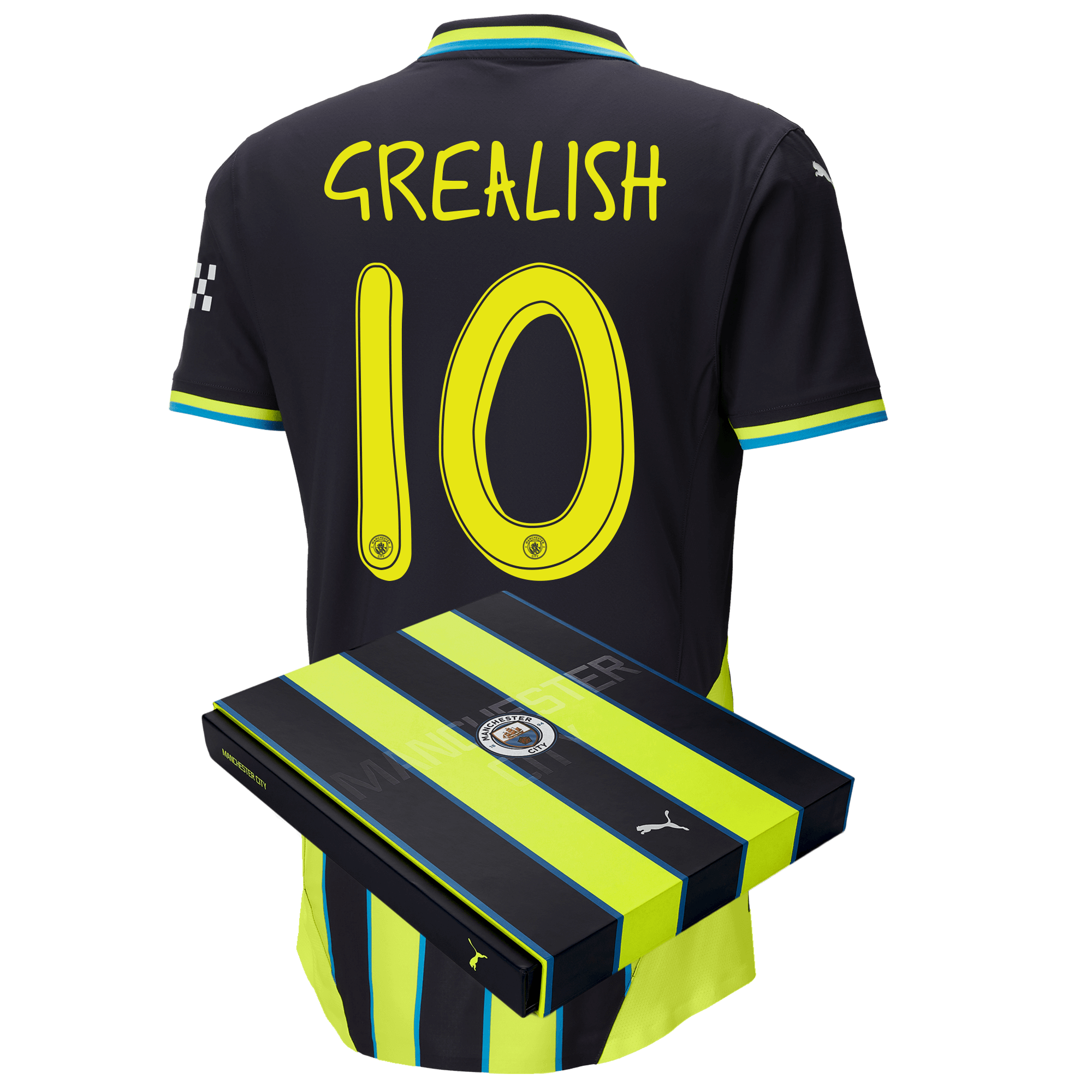 manchester city authentic away jersey newnavy 202425 with grealish 10 printing in gift box | Offizieller Manchester City Store