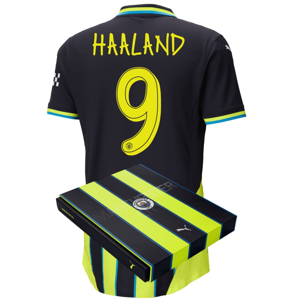 manchester city authentic away jersey newnavy 202425 with haaland 9 printing in gift box | Offizieller Manchester City Store