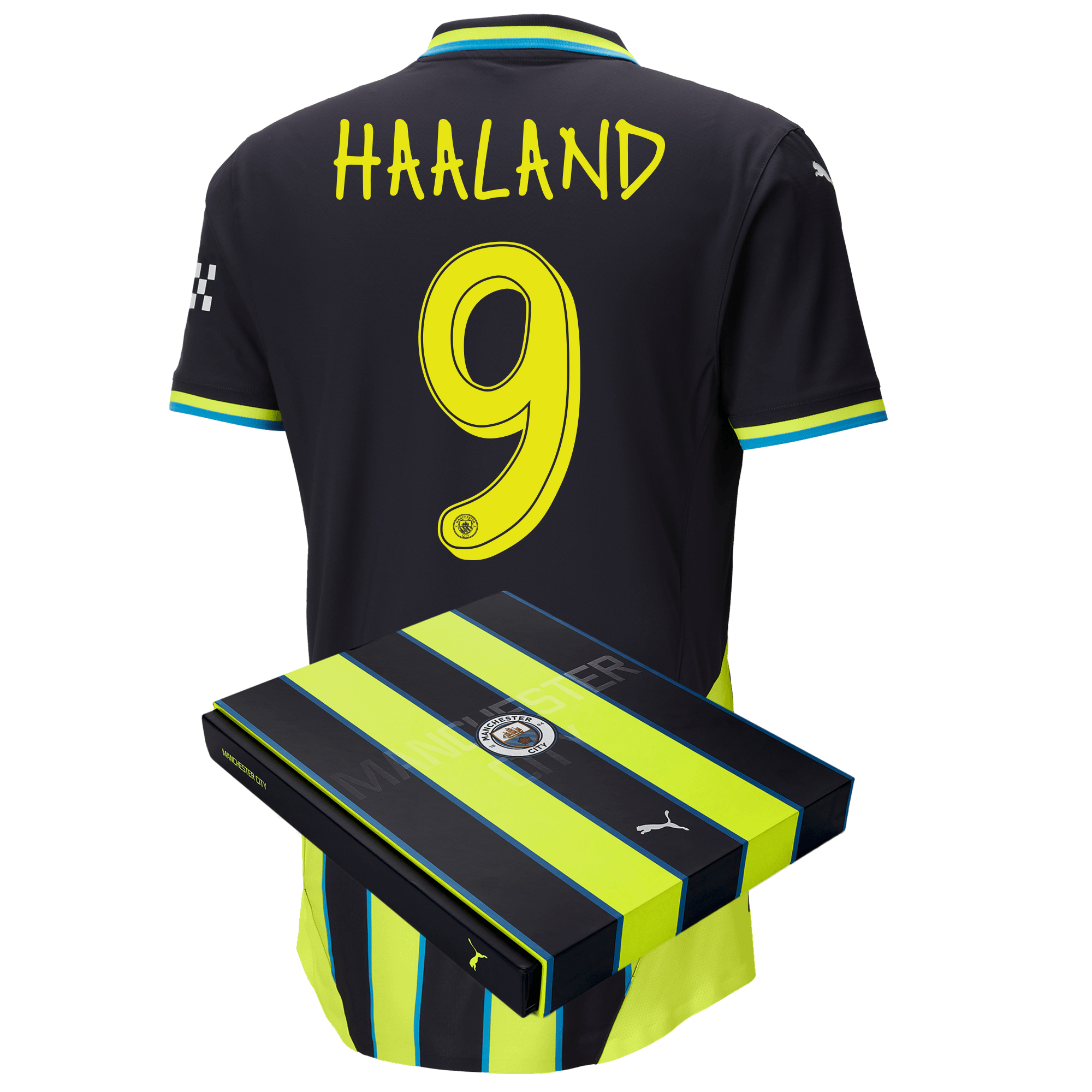 manchester city authentic away jersey newnavy 202425 with haaland 9 printing in gift box | Offizieller Manchester City Store