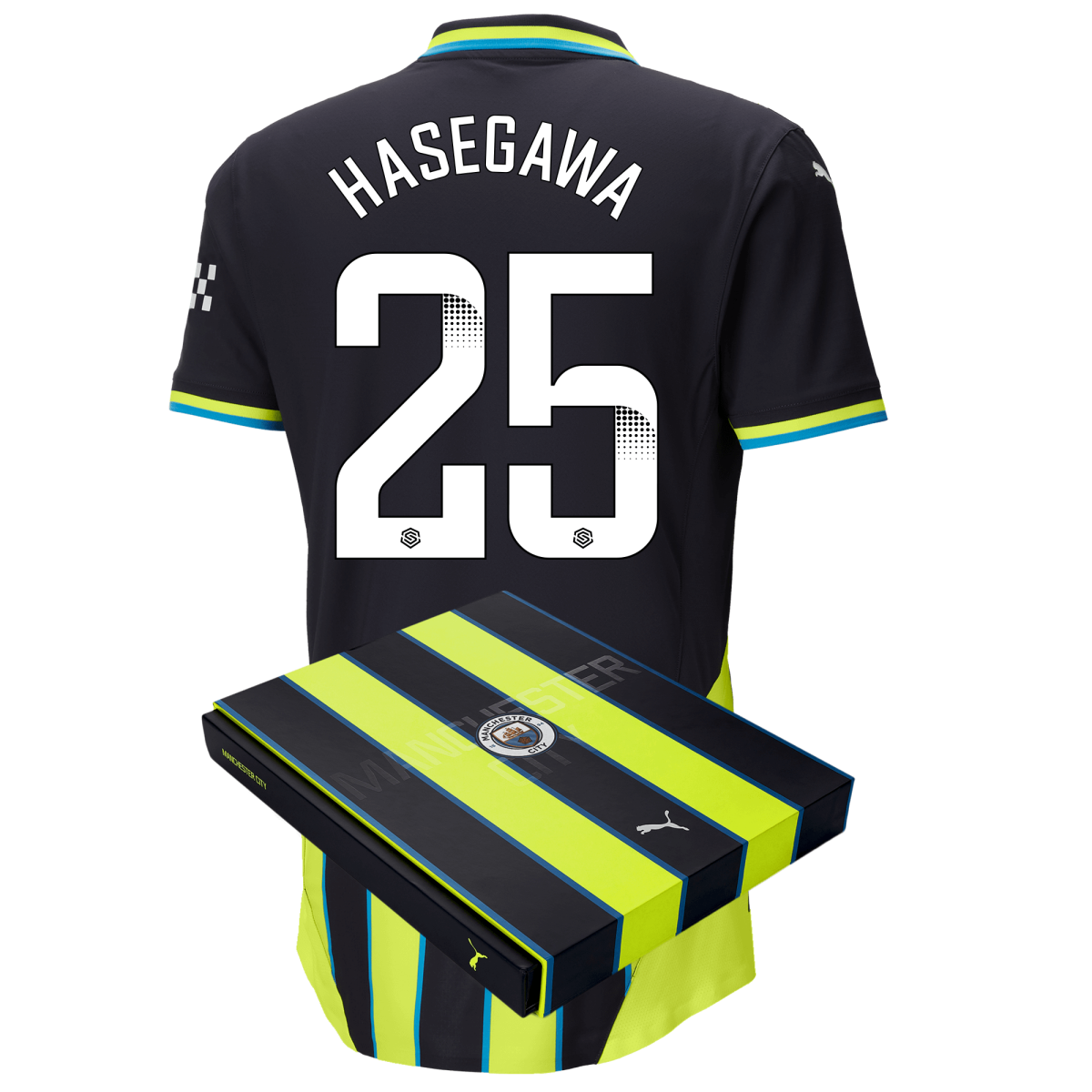 manchester city authentic away jersey newnavy 202425 with hasegawa 25 printing in gift box | Offizieller Manchester City Store