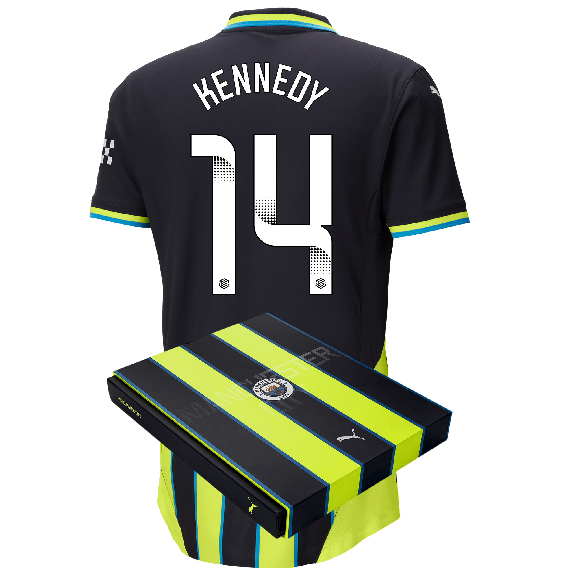 manchester city authentic away jersey newnavy 202425 with kennedy 14 printing in gift box | Offizieller Manchester City Store