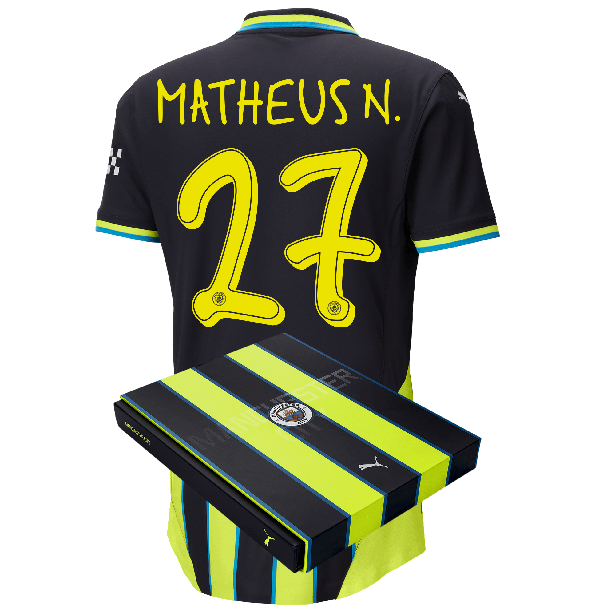 manchester city authentic away jersey newnavy 202425 with matheus n. 27 printing in gift box | Offizieller Manchester City Store