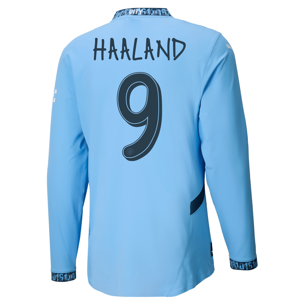 manchester city authentic home jersey 202425 long sleeve with haaland 9 printing | Offizieller Manchester City Store