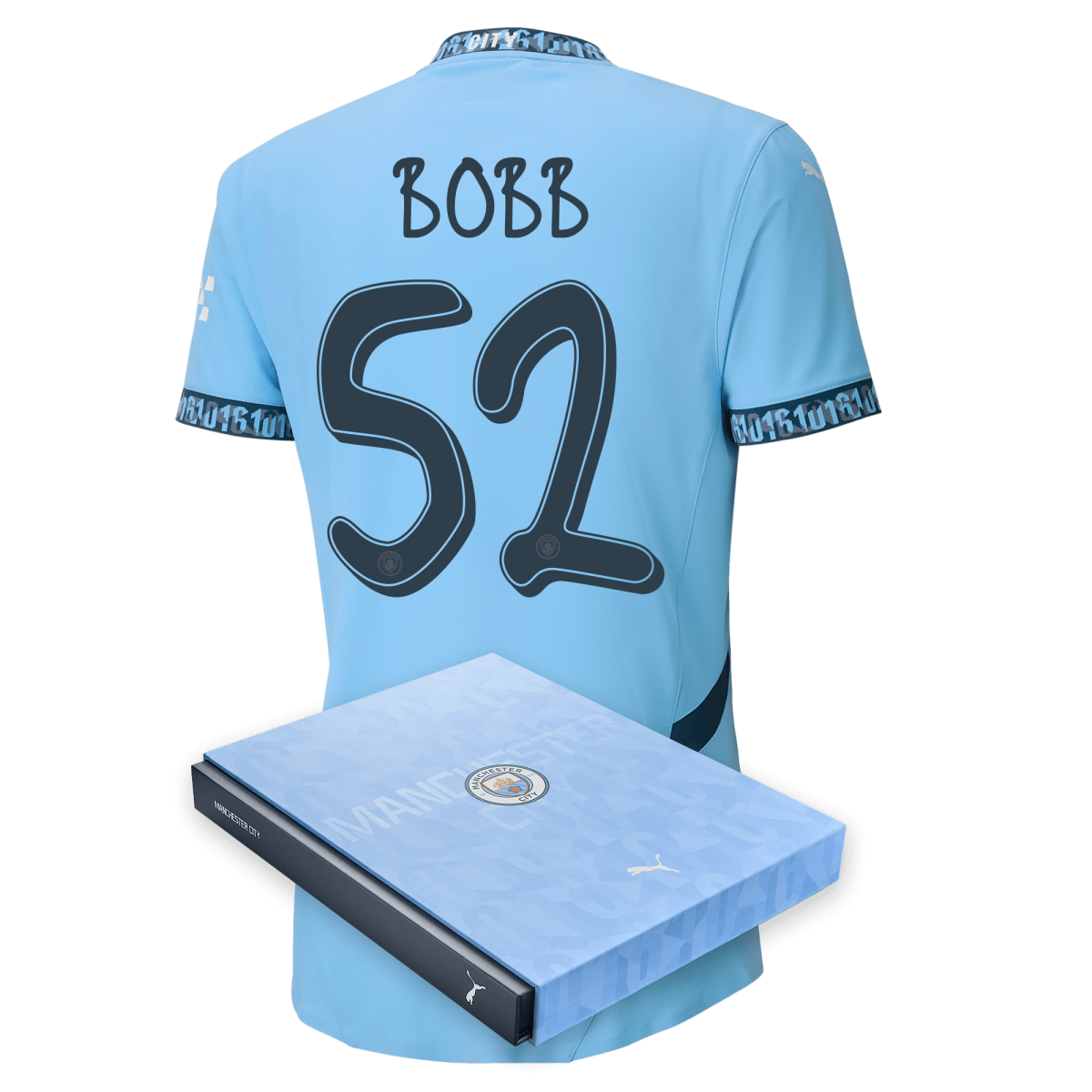 manchester city authentic home jersey 202425 with bobb 52 printing in gift box | Offizieller Manchester City Store