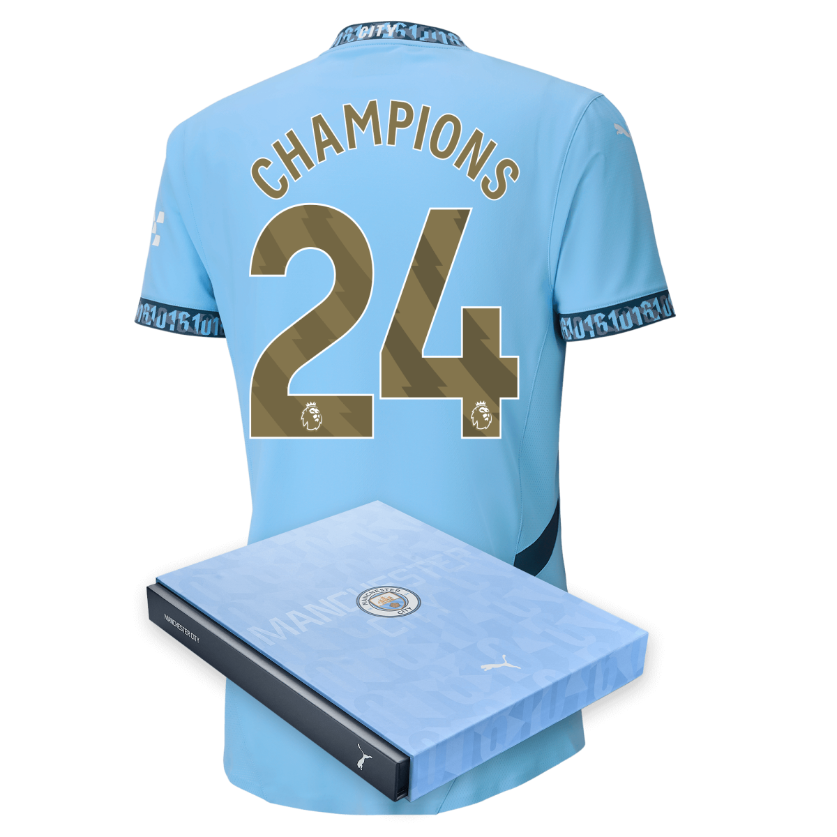 manchester city authentic home jersey 202425 with champions 24 printing in gift box | Offizieller Manchester City Store