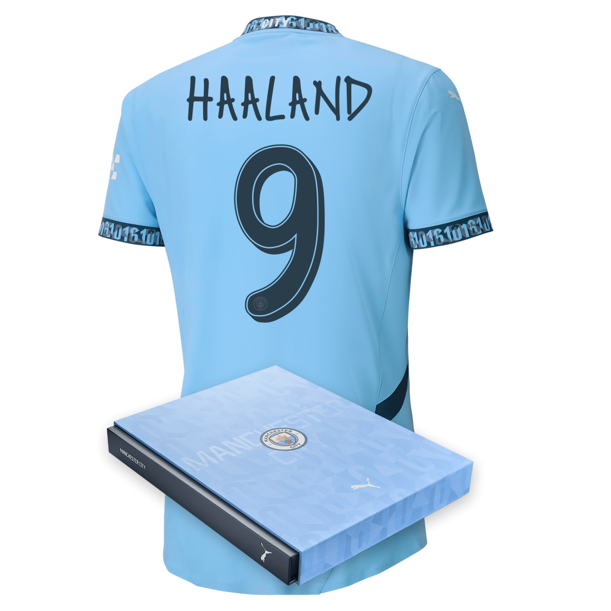 manchester city authentic home jersey 202425 with haaland 9 printing in gift box | Offizieller Manchester City Store