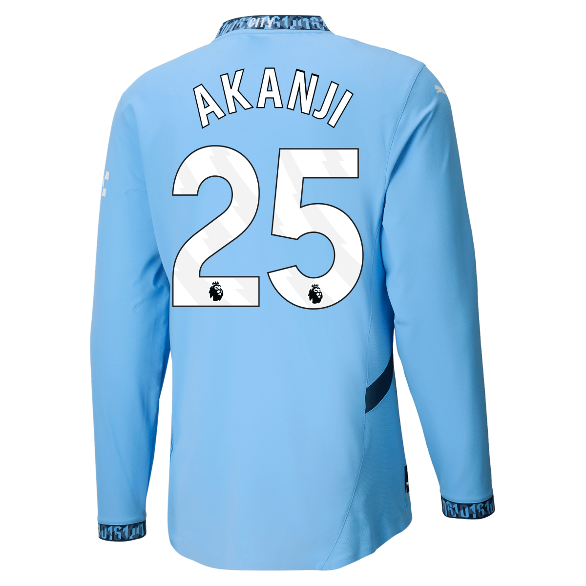 manchester city authentic home jersey teamlightblue 202425 long sleeve with akanji 25 printing | Offizieller Manchester City Store
