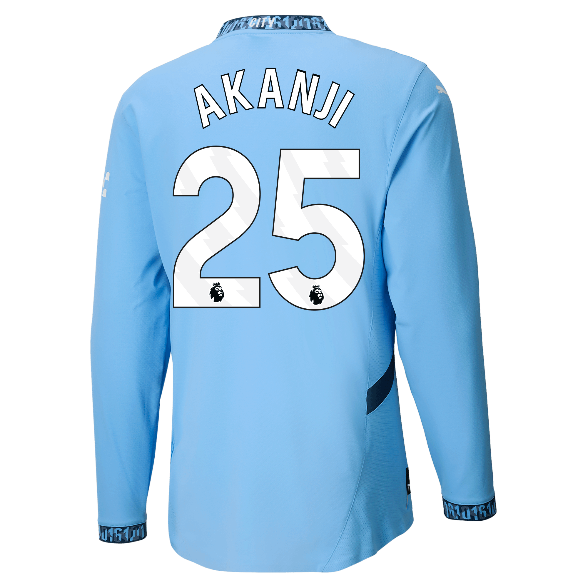 manchester city authentic home jersey teamlightblue 202425 long sleeve with akanji 25 printing | Offizieller Manchester City Store