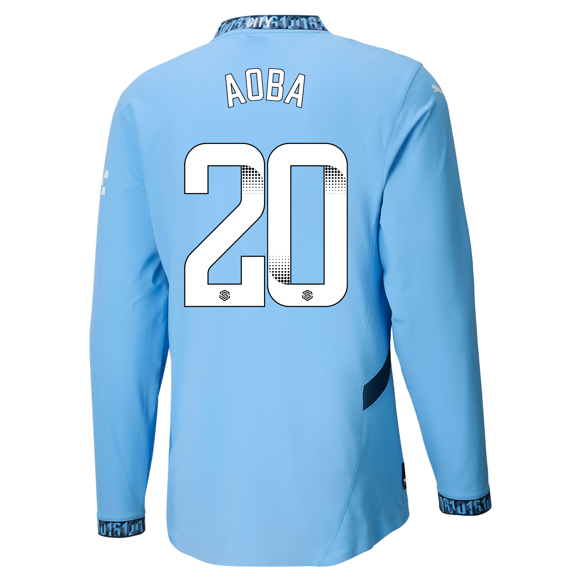 manchester city authentic home jersey teamlightblue 202425 long sleeve with aoba 20 printing | Offizieller Manchester City Store