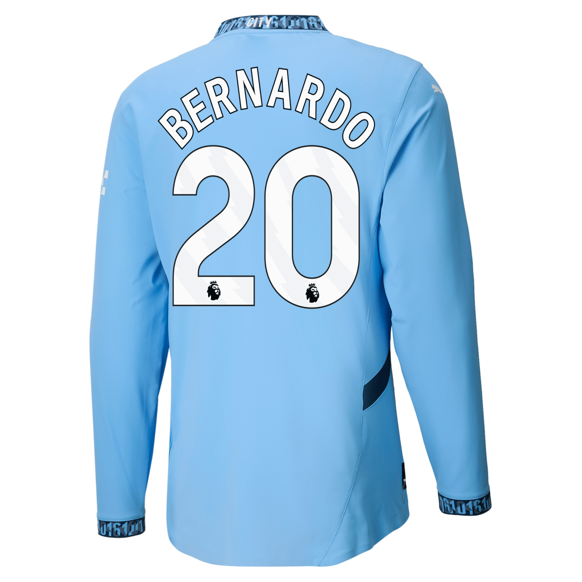 manchester city authentic home jersey teamlightblue 202425 long sleeve with bernardo 20 printing | Offizieller Manchester City Store