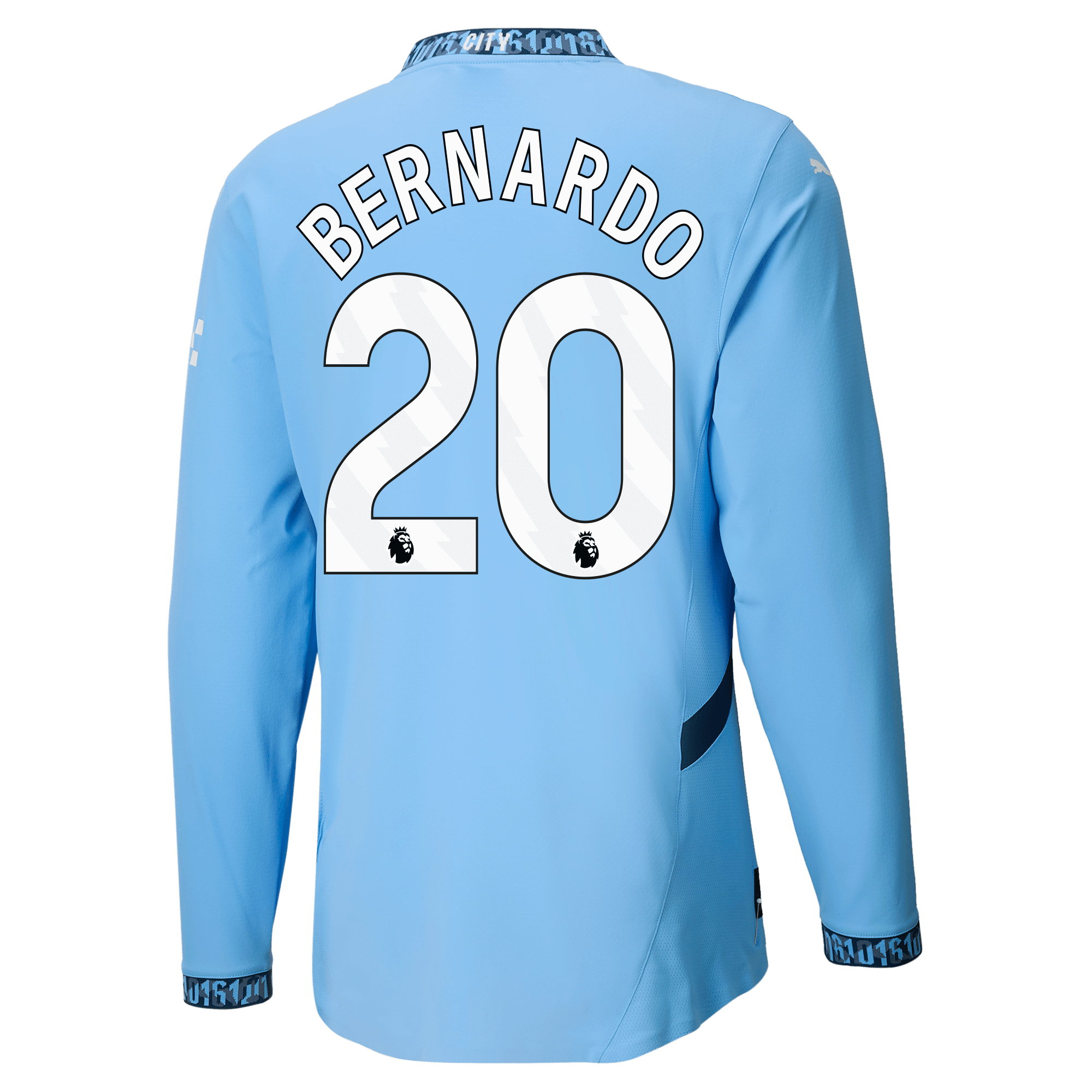 manchester city authentic home jersey teamlightblue 202425 long sleeve with bernardo 20 printing | Offizieller Manchester City Store