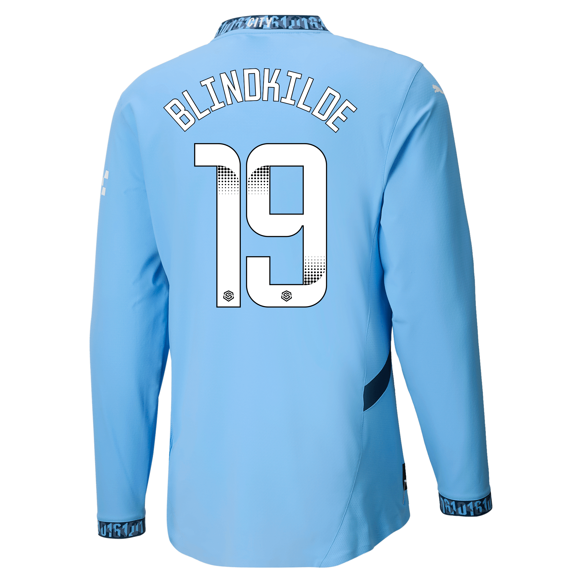 manchester city authentic home jersey teamlightblue 202425 long sleeve with blindkilde 19 printing | Offizieller Manchester City Store
