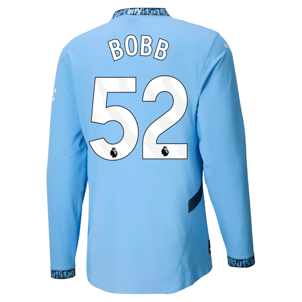 manchester city authentic home jersey teamlightblue 202425 long sleeve with bobb 52 printing | Offizieller Manchester City Store