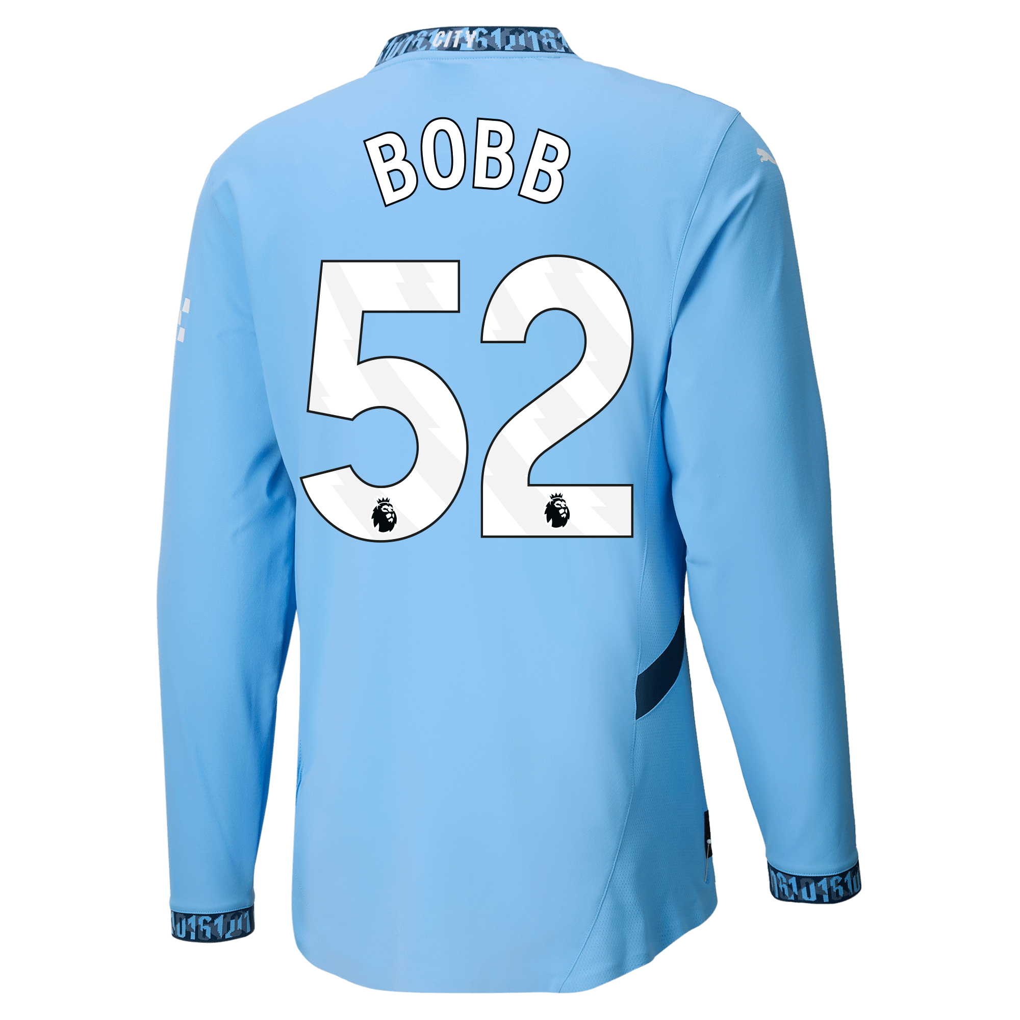 manchester city authentic home jersey teamlightblue 202425 long sleeve with bobb 52 printing | Offizieller Manchester City Store
