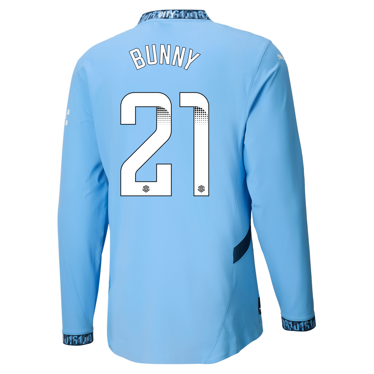 manchester city authentic home jersey teamlightblue 202425 long sleeve with bunny 21 printing | Offizieller Manchester City Store