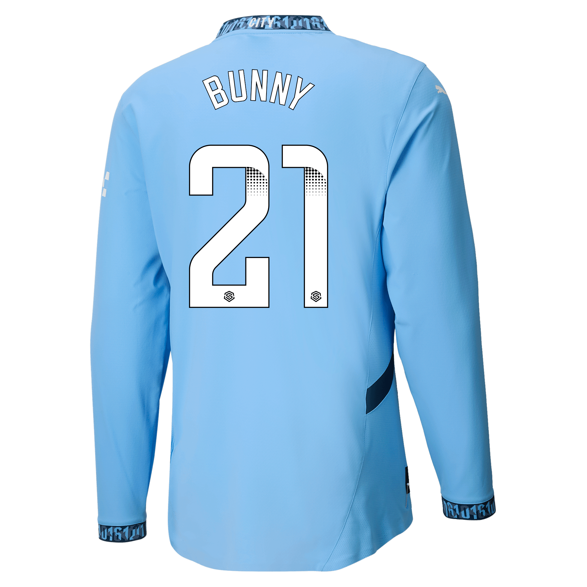 manchester city authentic home jersey teamlightblue 202425 long sleeve with bunny 21 printing | Offizieller Manchester City Store