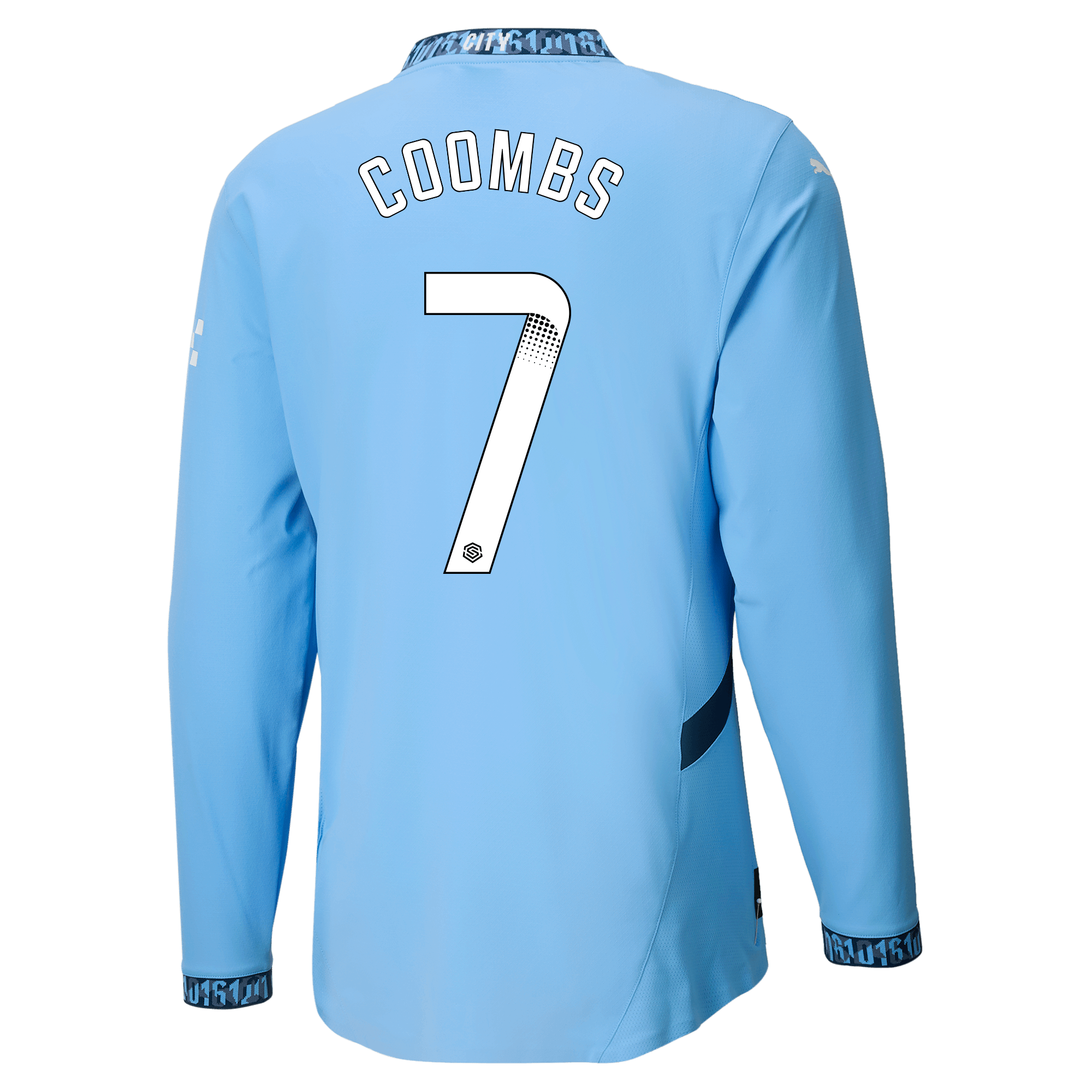 manchester city authentic home jersey teamlightblue 202425 long sleeve with coombs 7 printing | Offizieller Manchester City Store