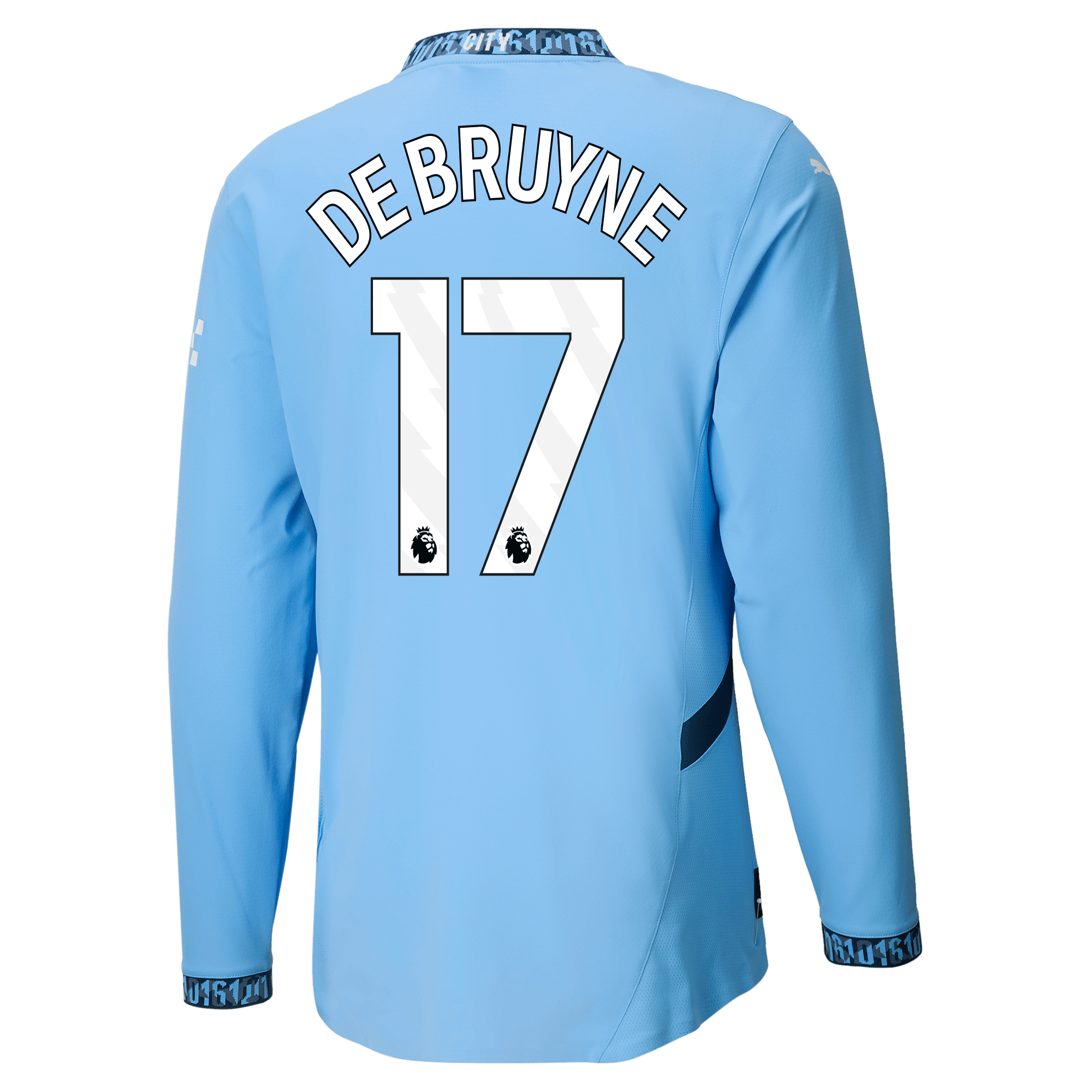 manchester city authentic home jersey teamlightblue 202425 long sleeve with de bruyne 17 printing | Offizieller Manchester City Store