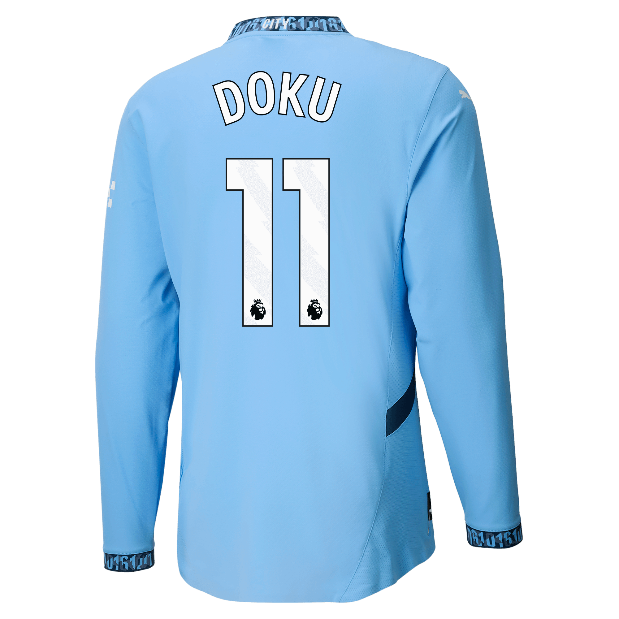 manchester city authentic home jersey teamlightblue 202425 long sleeve with doku 11 printing | Offizieller Manchester City Store