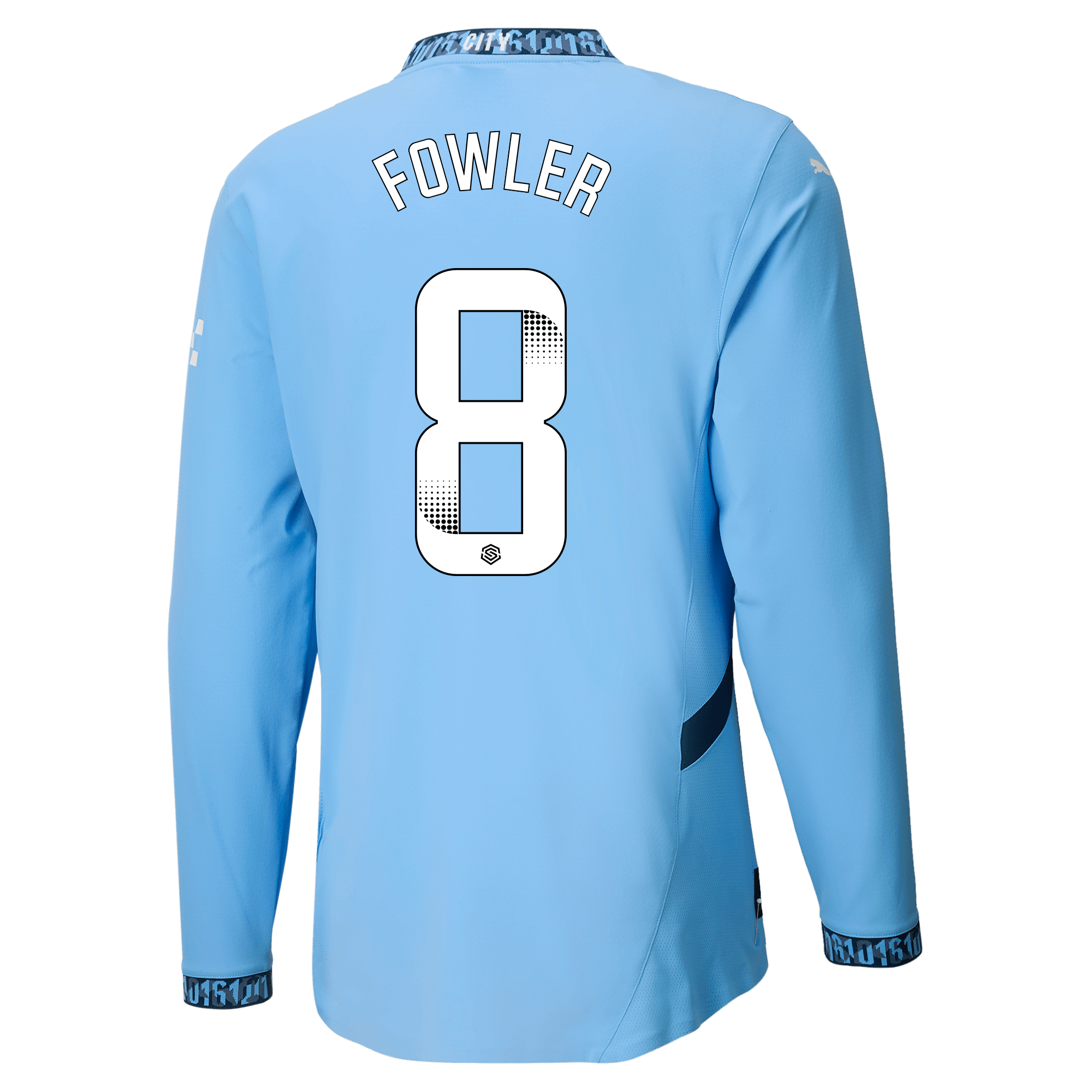 manchester city authentic home jersey teamlightblue 202425 long sleeve with fowler 8 printing | Offizieller Manchester City Store