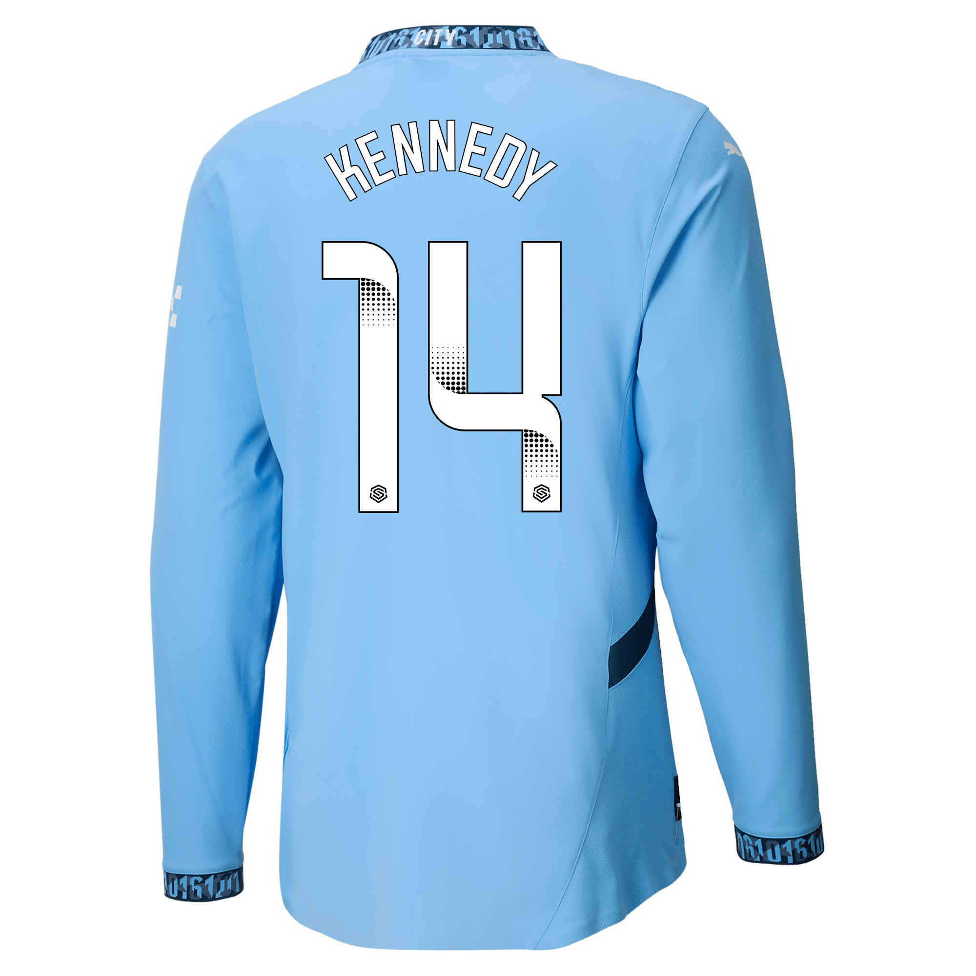manchester city authentic home jersey teamlightblue 202425 long sleeve with kennedy 14 printing | Offizieller Manchester City Store