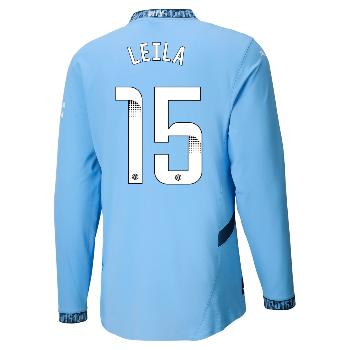 manchester city authentic home jersey teamlightblue 202425 long sleeve with leila 15 printing | Offizieller Manchester City Store