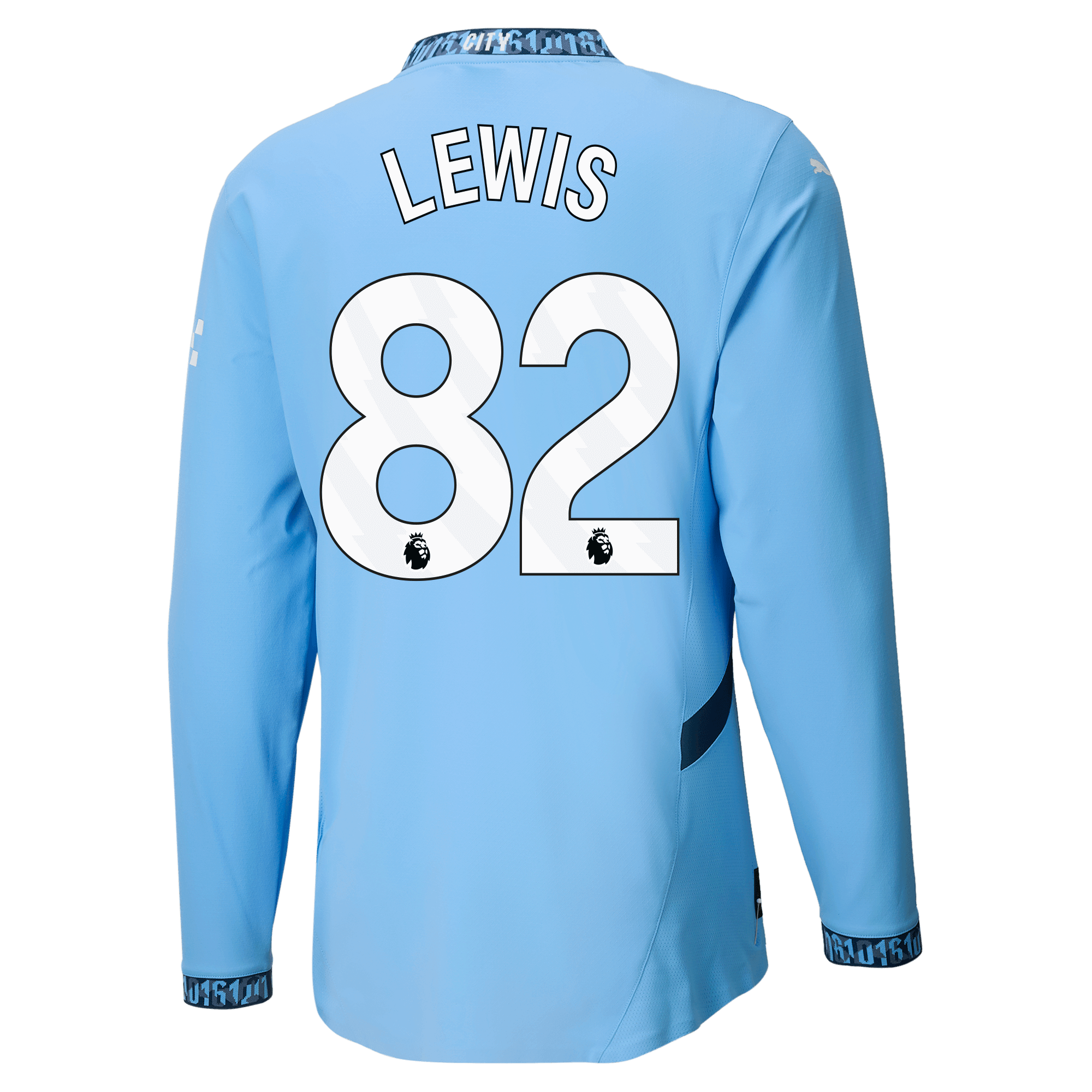 manchester city authentic home jersey teamlightblue 202425 long sleeve with lewis 82 printing | Offizieller Manchester City Store