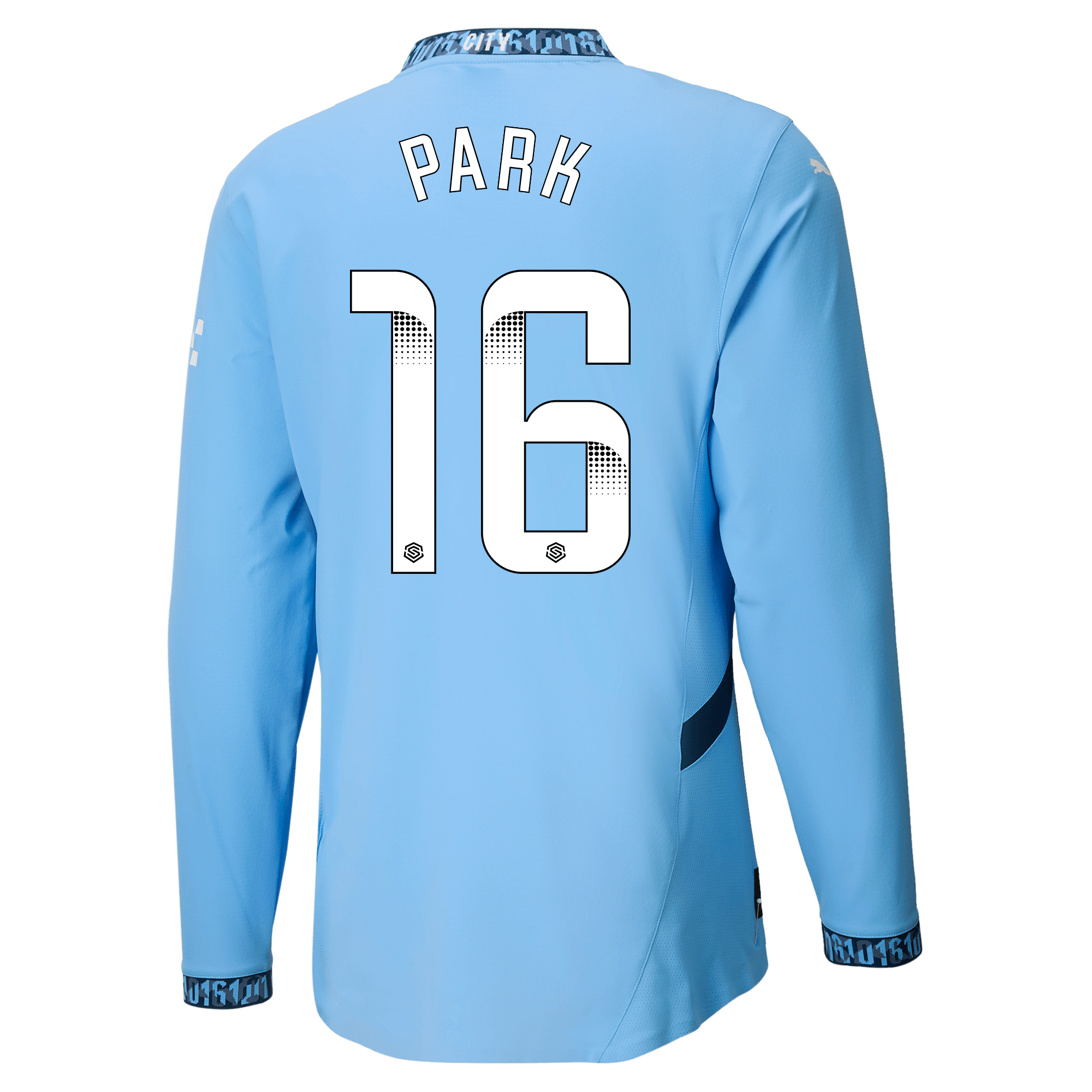manchester city authentic home jersey teamlightblue 202425 long sleeve with park 16 printing | Offizieller Manchester City Store