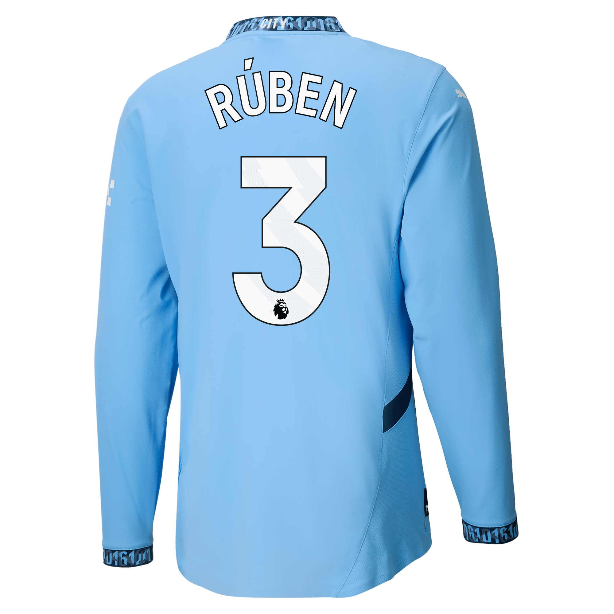 manchester city authentic home jersey teamlightblue 202425 long sleeve with rÚben 3 printing | Offizieller Manchester City Store