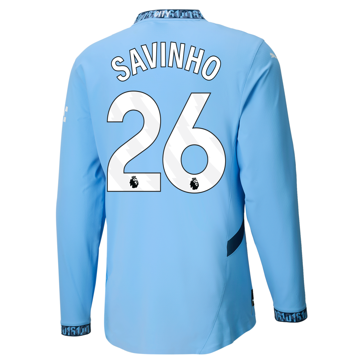 manchester city authentic home jersey teamlightblue 202425 long sleeve with savinho 26 printing | Offizieller Manchester City Store