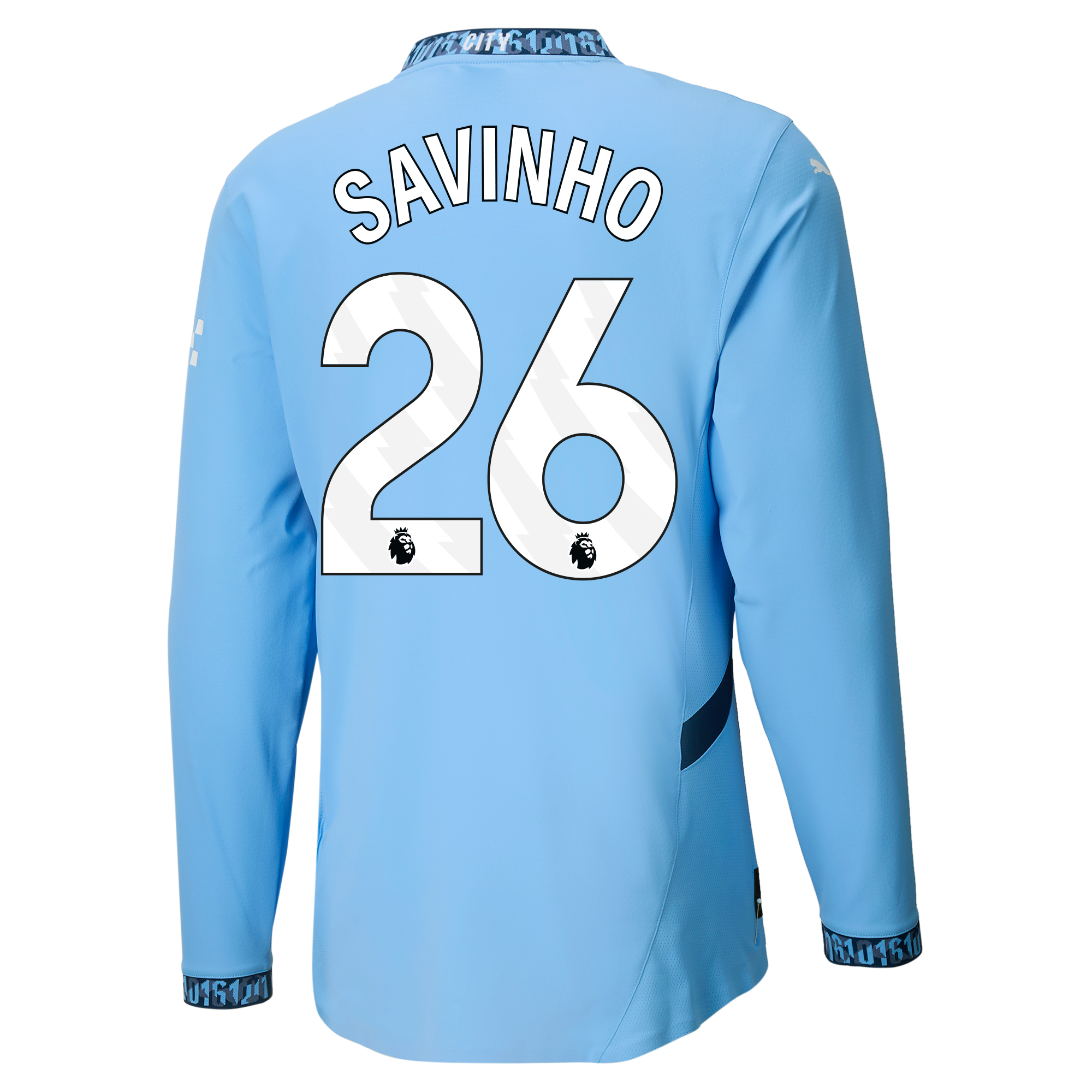 manchester city authentic home jersey teamlightblue 202425 long sleeve with savinho 26 printing | Offizieller Manchester City Store