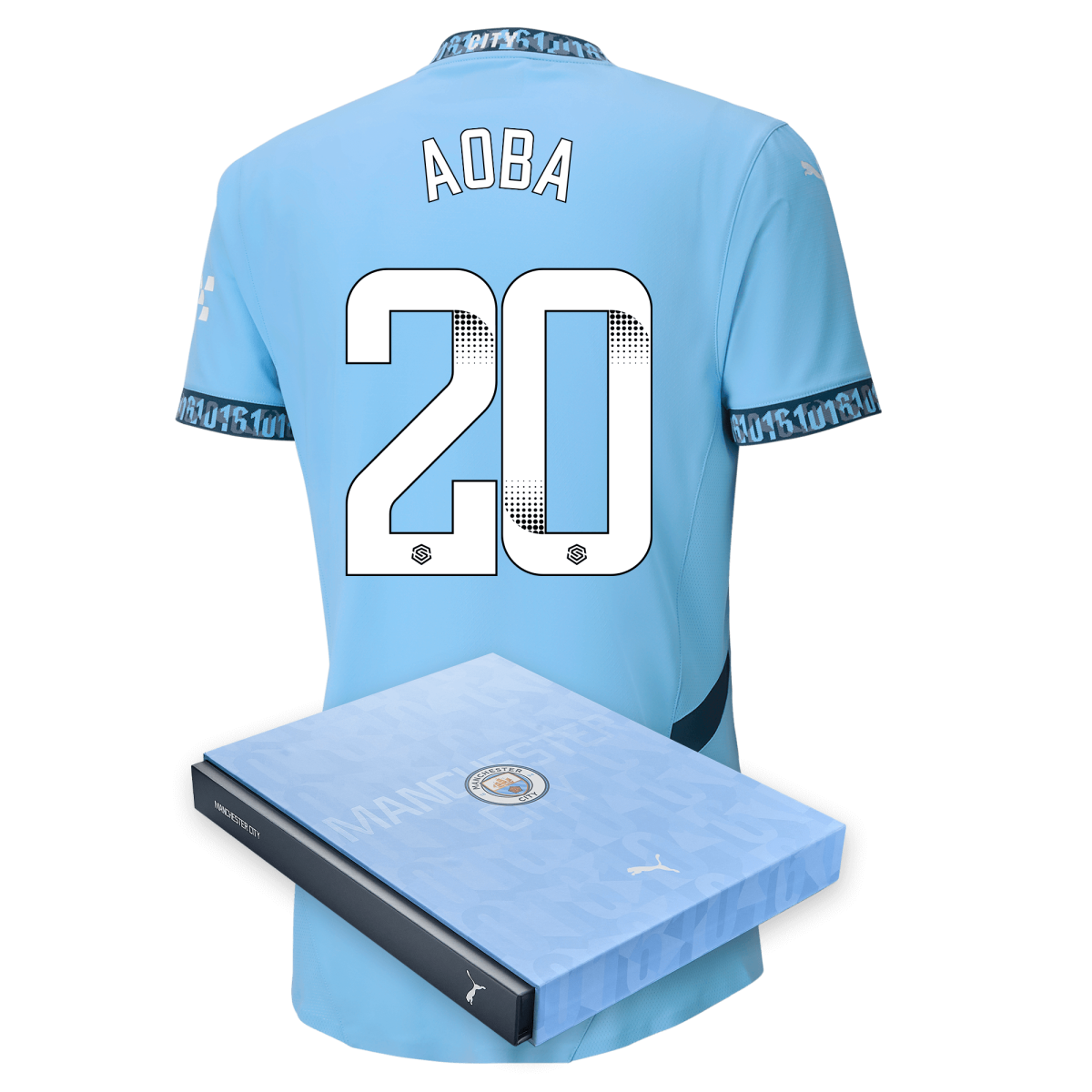 manchester city authentic home jersey teamlightblue 202425 with aoba 20 printing | Offizieller Manchester City Store