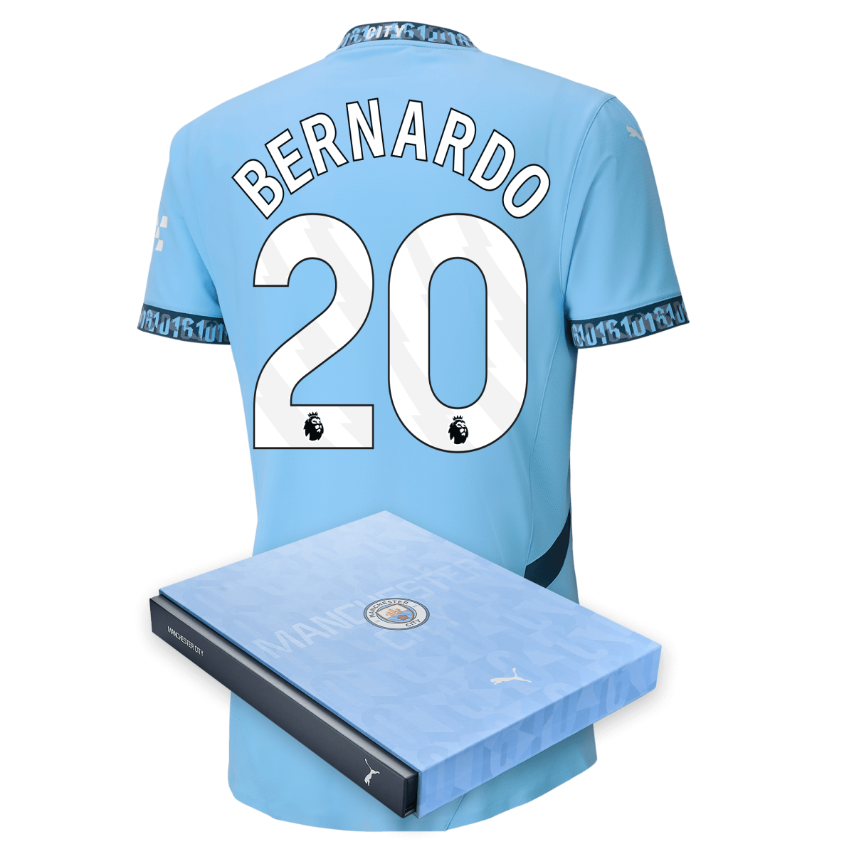 manchester city authentic home jersey teamlightblue 202425 with bernardo 20 printing in gift box | Offizieller Manchester City Store