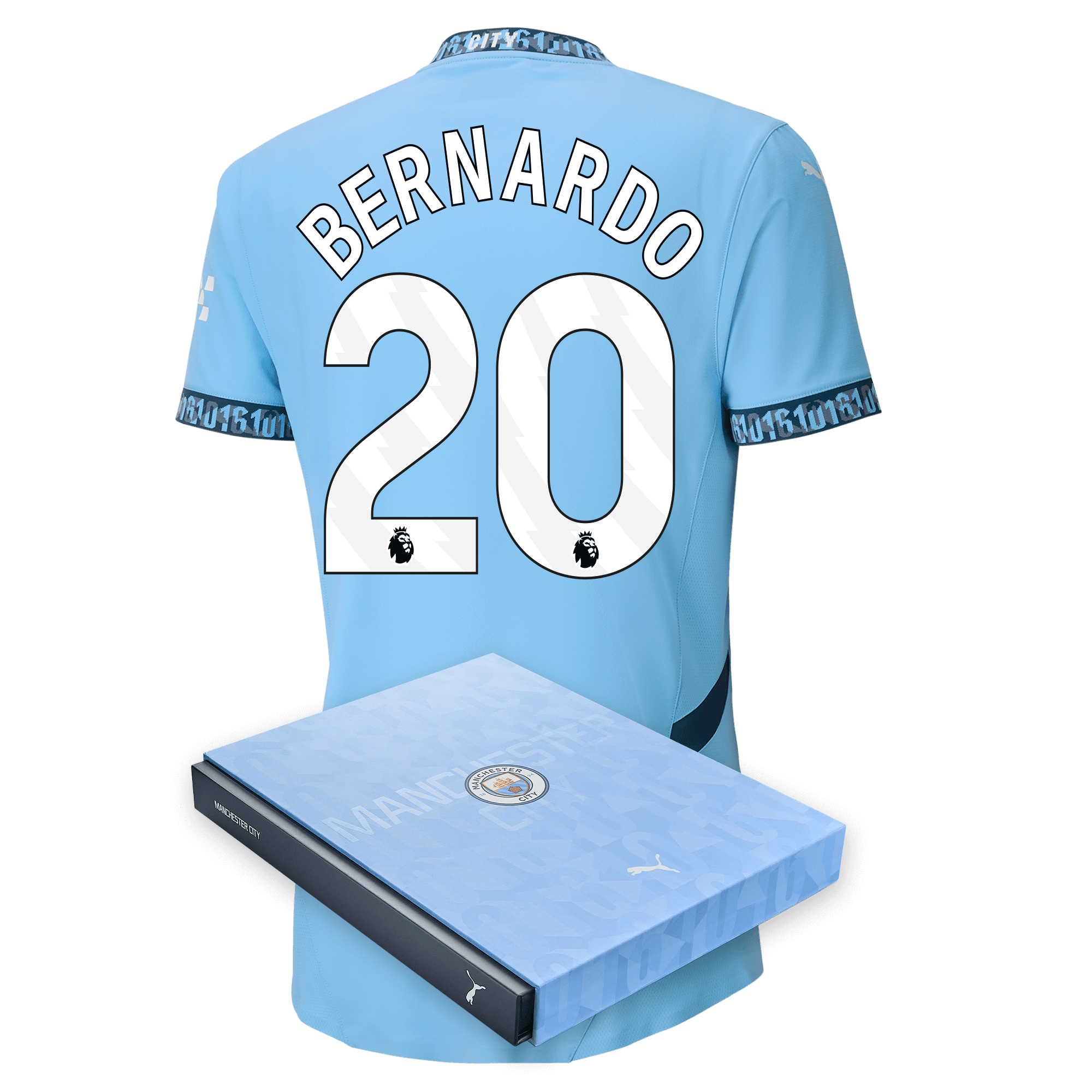 manchester city authentic home jersey teamlightblue 202425 with bernardo 20 printing in gift box | Offizieller Manchester City Store