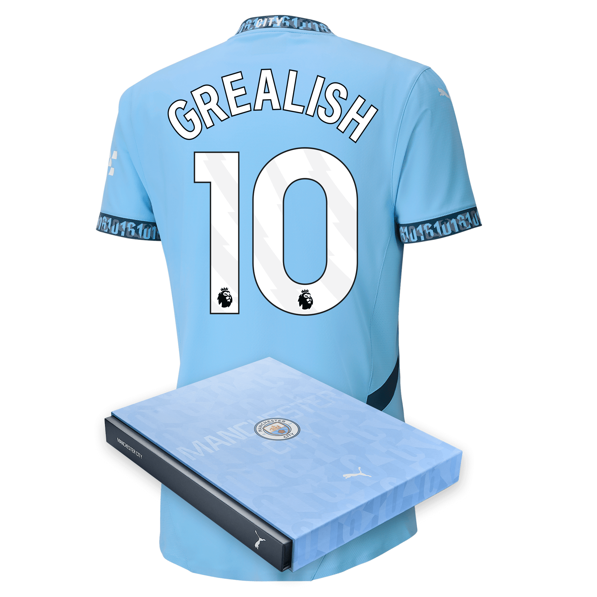 manchester city authentic home jersey teamlightblue 202425 with grealish 10 printing in gift box | Offizieller Manchester City Store