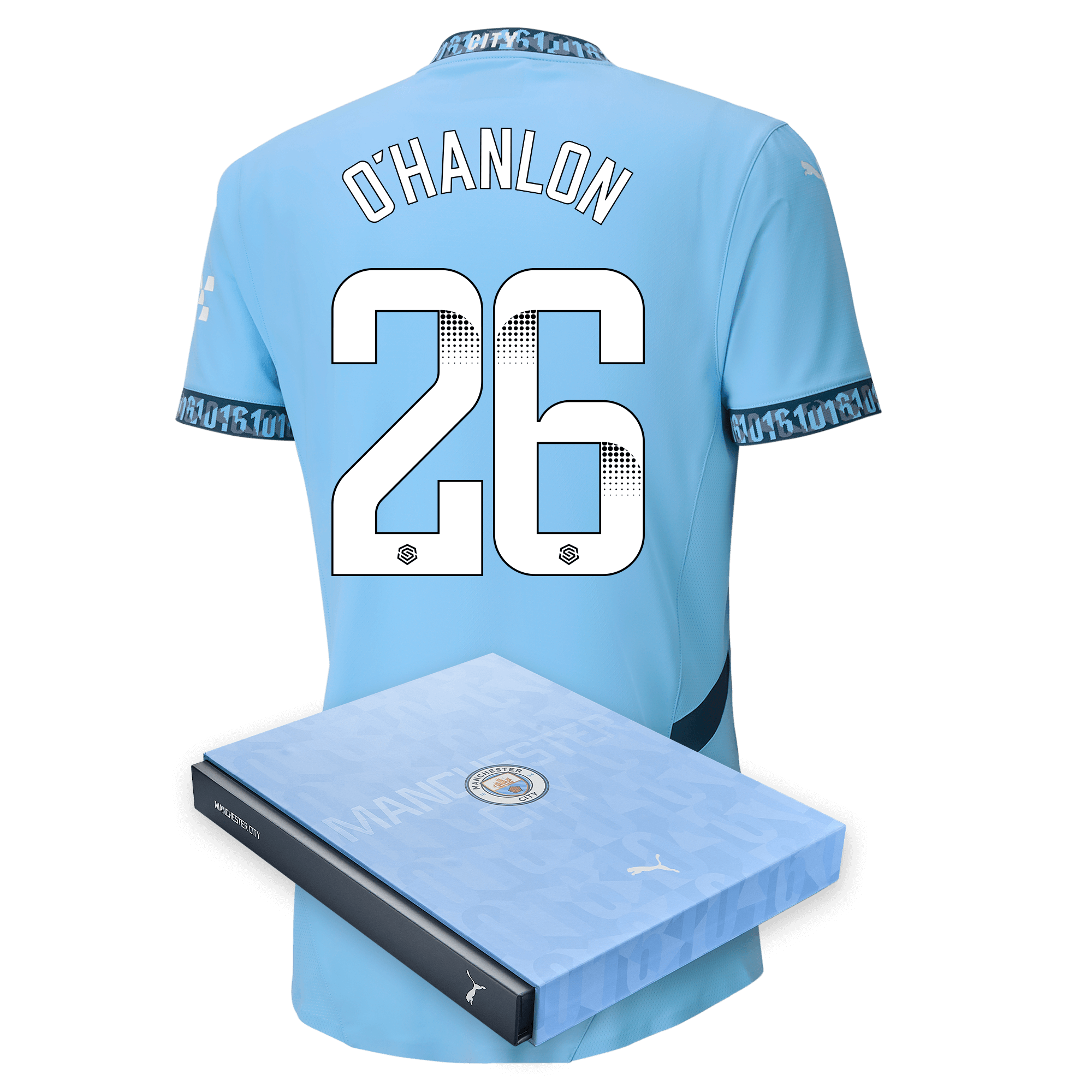 manchester city authentic home jersey teamlightblue 202425 with ohanlon 26 printing in gift box | Offizieller Manchester City Store