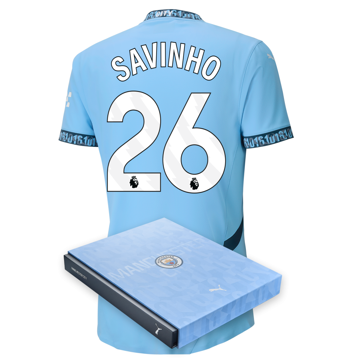 manchester city authentic home jersey teamlightblue 202425 with savinho 26 printing in gift box | Offizieller Manchester City Store