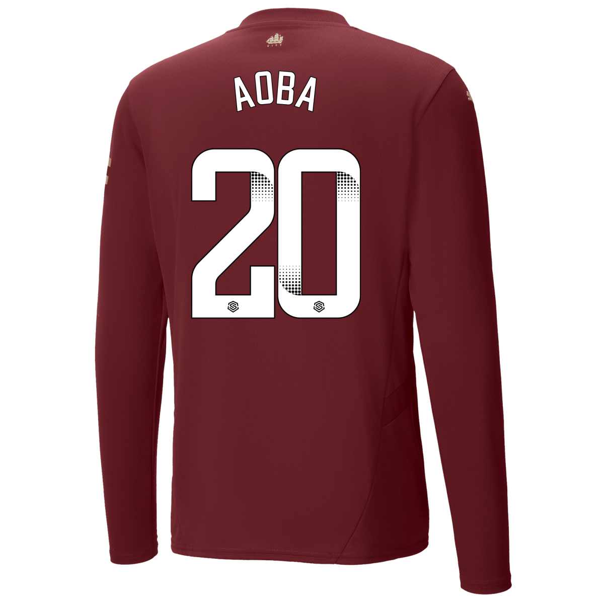 manchester city authentic third jersey burgundy 202425 long sleeve with aoba 20 printing | Offizieller Manchester City Store