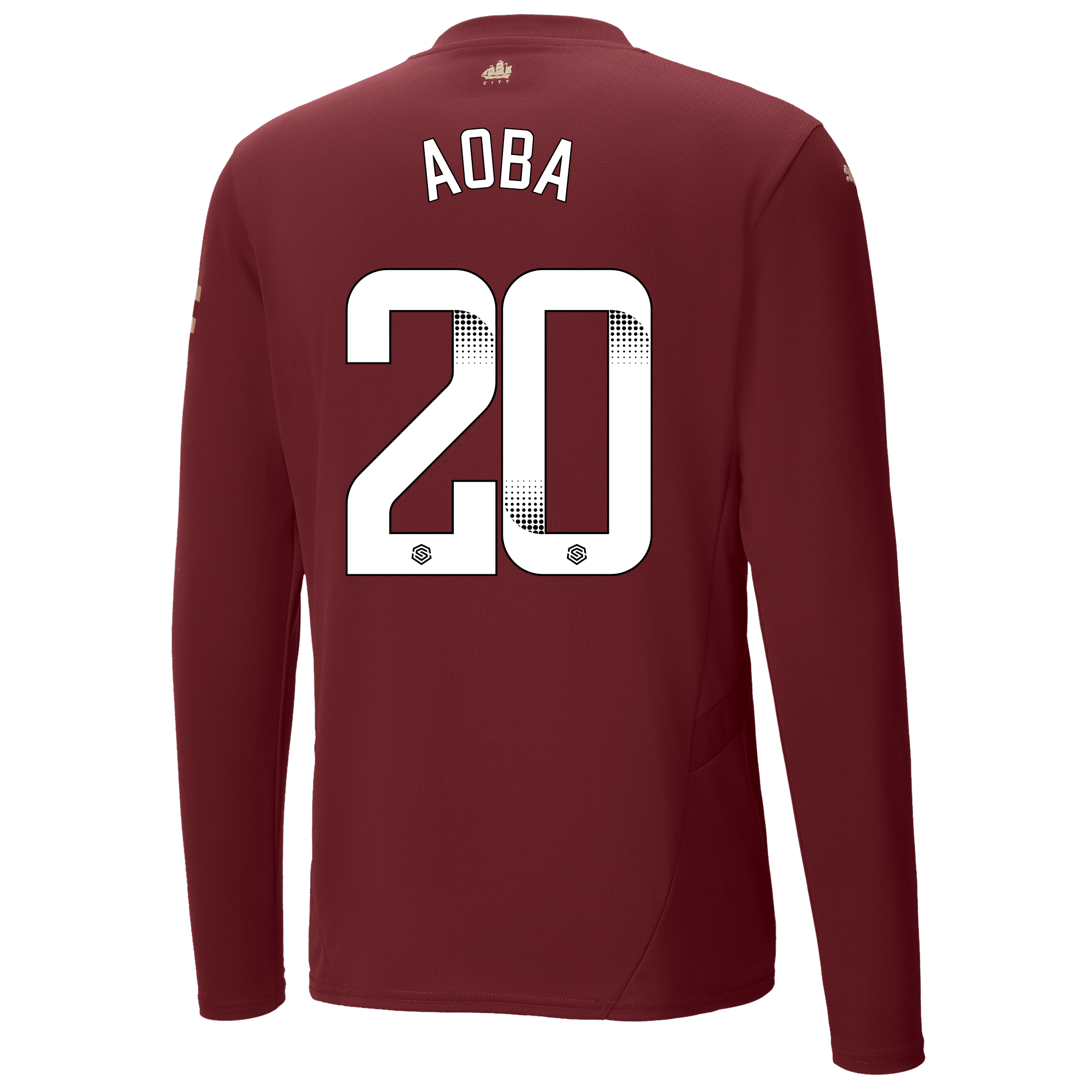 manchester city authentic third jersey burgundy 202425 long sleeve with aoba 20 printing | Offizieller Manchester City Store