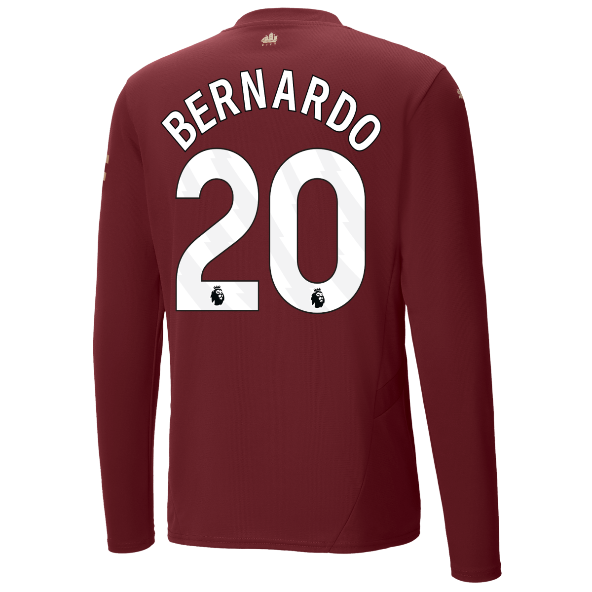 manchester city authentic third jersey burgundy 202425 long sleeve with bernardo 20 printing | Offizieller Manchester City Store