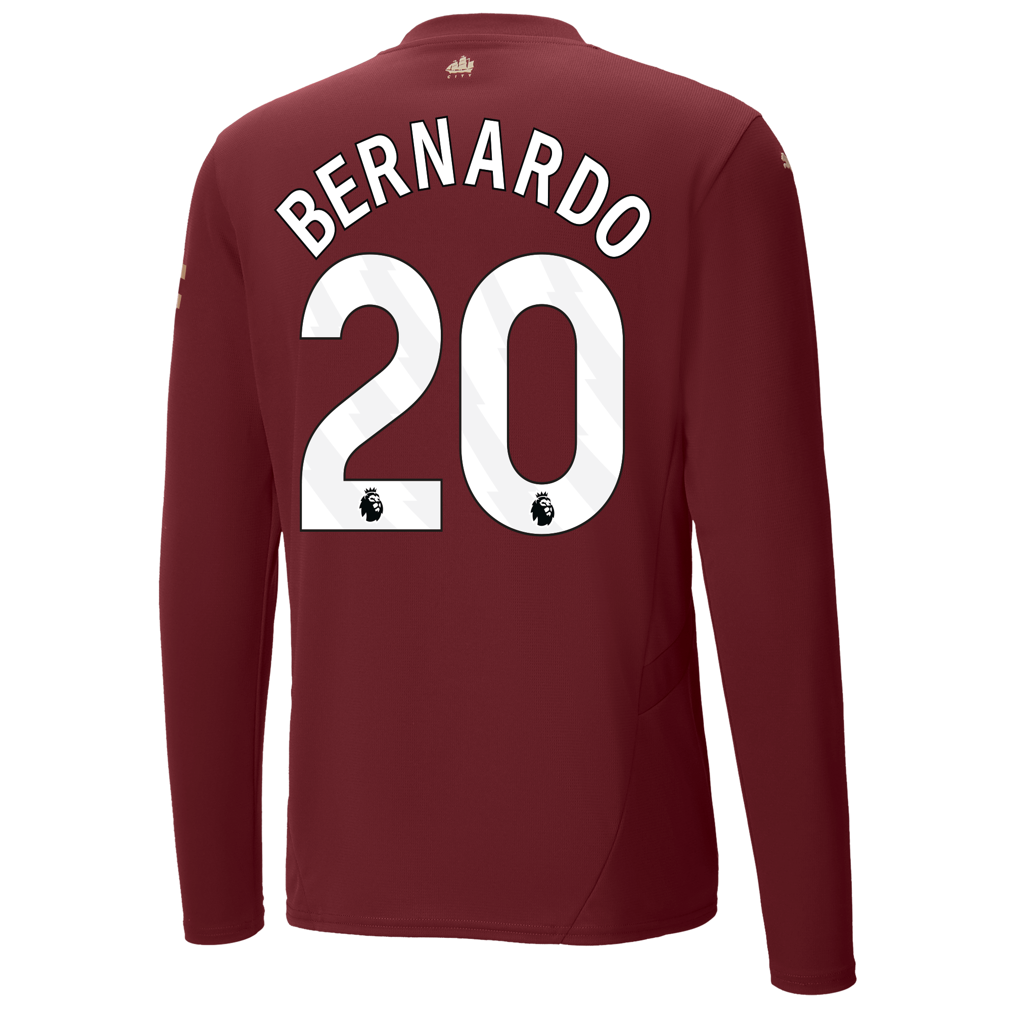 manchester city authentic third jersey burgundy 202425 long sleeve with bernardo 20 printing | Offizieller Manchester City Store