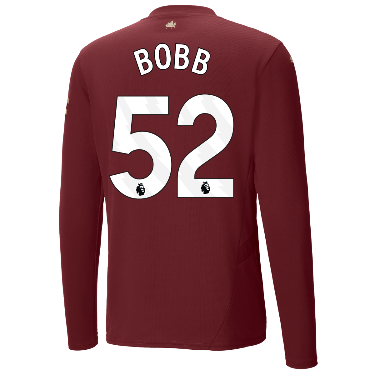 manchester city authentic third jersey burgundy 202425 long sleeve with bobb 52 printing | Offizieller Manchester City Store