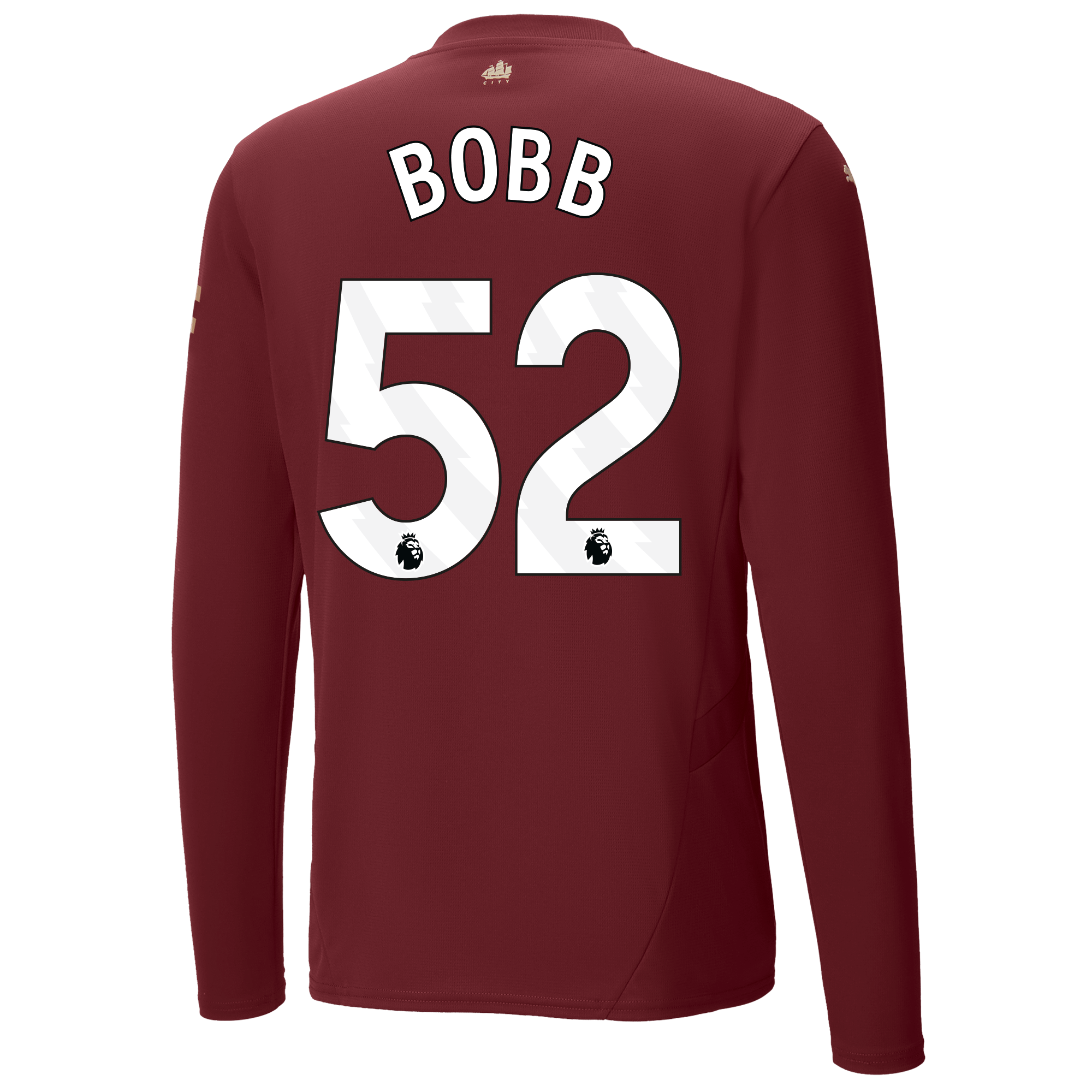 manchester city authentic third jersey burgundy 202425 long sleeve with bobb 52 printing | Offizieller Manchester City Store