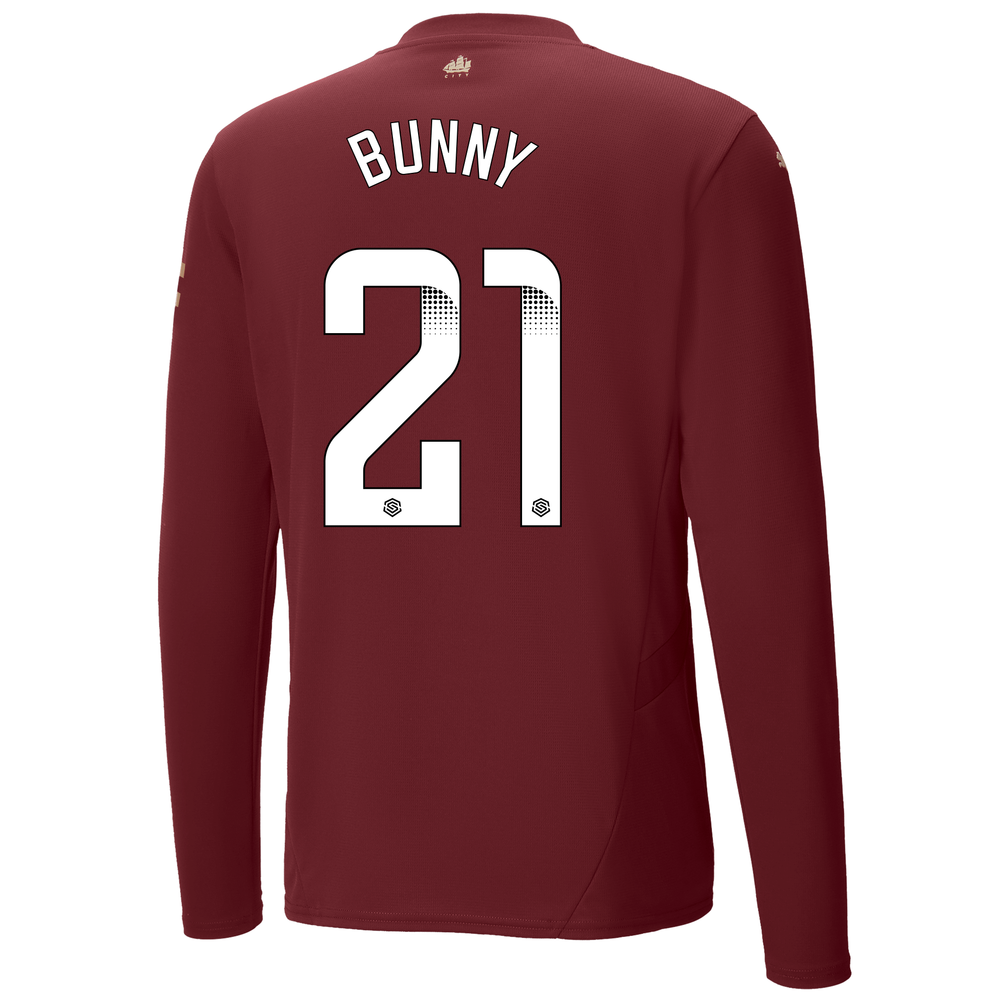 manchester city authentic third jersey burgundy 202425 long sleeve with bunny 21 printing | Offizieller Manchester City Store