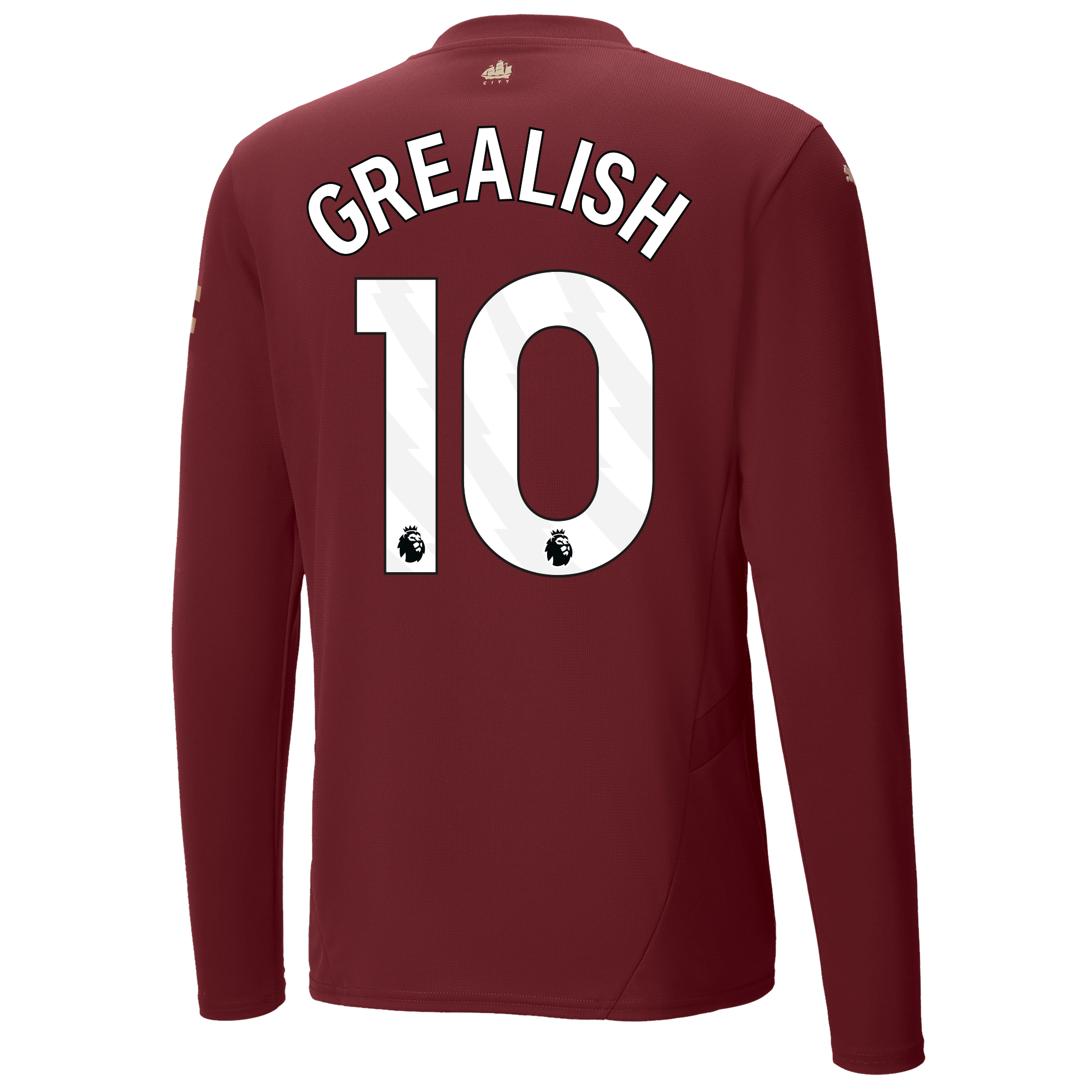 manchester city authentic third jersey burgundy 202425 long sleeve with grealish 10 printing | Offizieller Manchester City Store