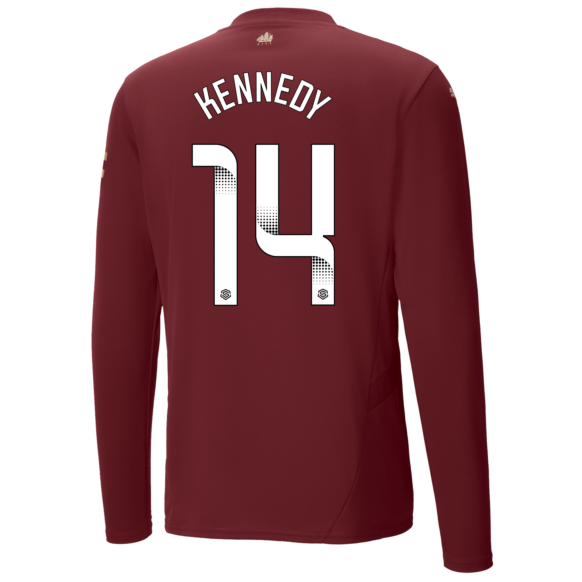 manchester city authentic third jersey burgundy 202425 long sleeve with kennedy 14 printing | Offizieller Manchester City Store