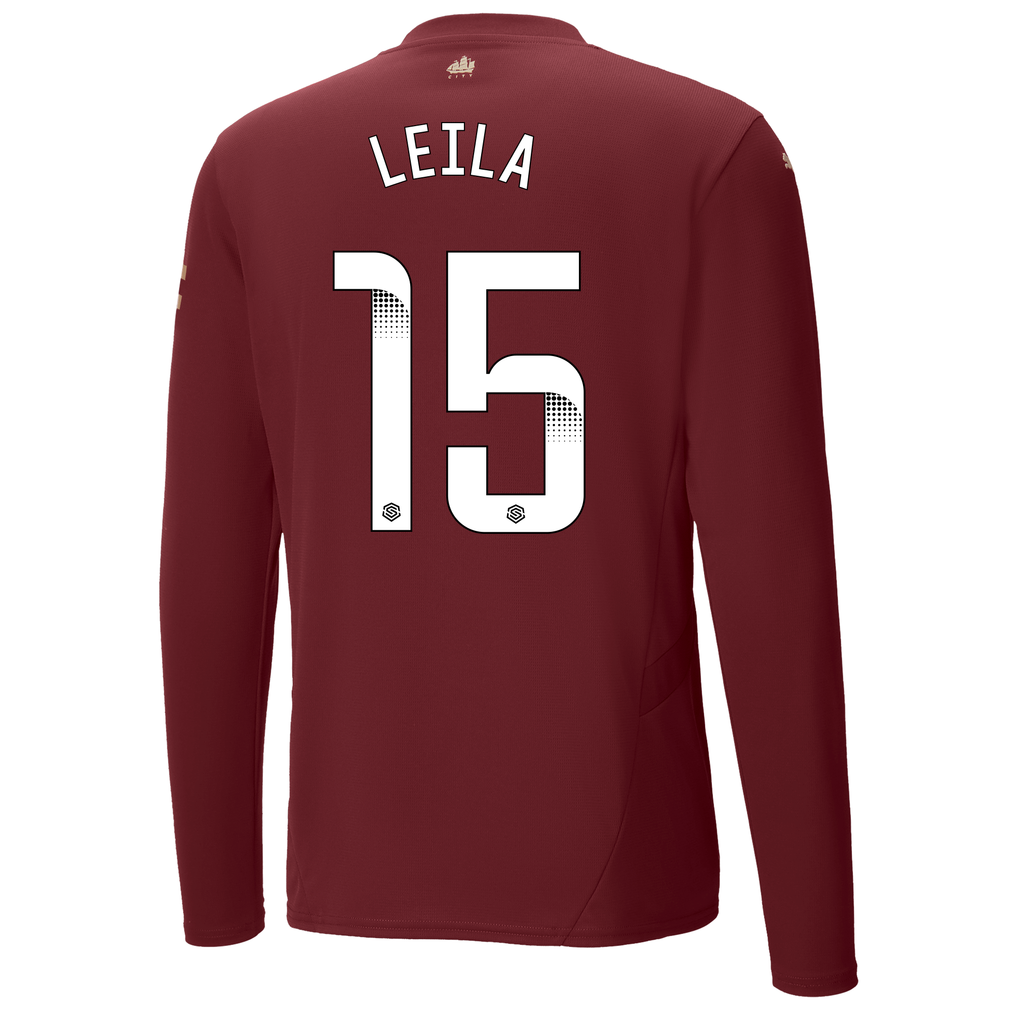 manchester city authentic third jersey burgundy 202425 long sleeve with leila 15 printing | Offizieller Manchester City Store