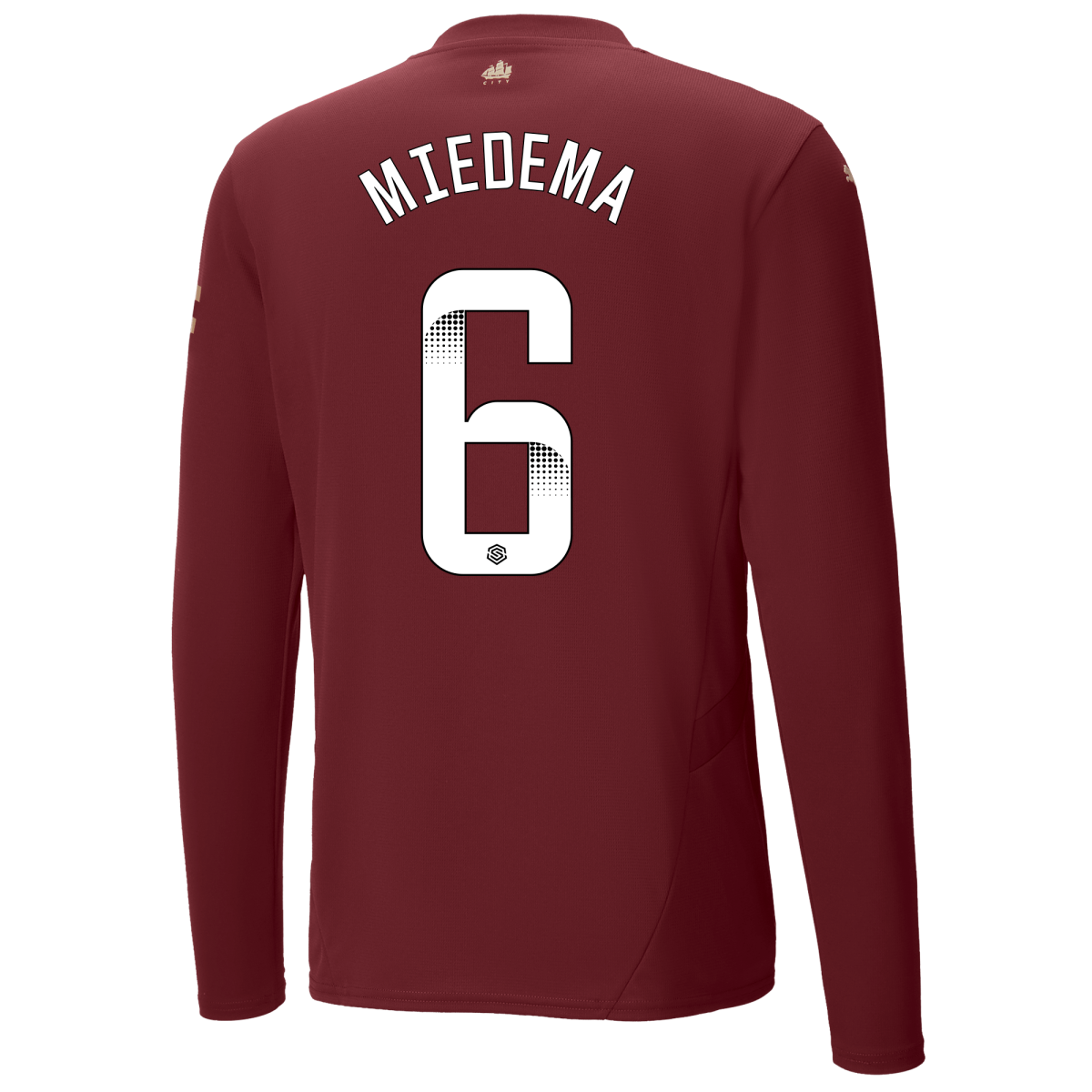 manchester city authentic third jersey burgundy 202425 long sleeve with miedema 6 printing | Offizieller Manchester City Store