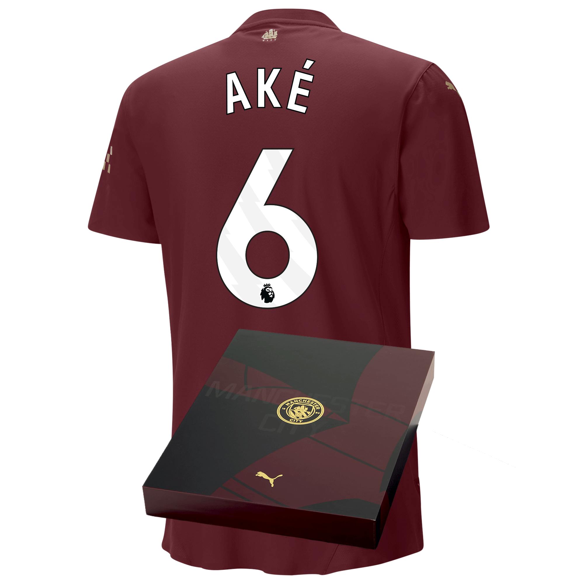 manchester city authentic third jersey burgundy 202425 with akÉ 6 printing in gift box | Offizieller Manchester City Store