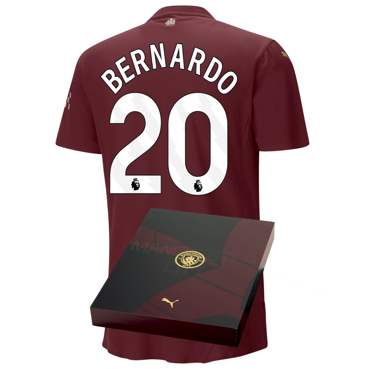 manchester city authentic third jersey burgundy 202425 with bernardo 20 printing in gift box | Offizieller Manchester City Store